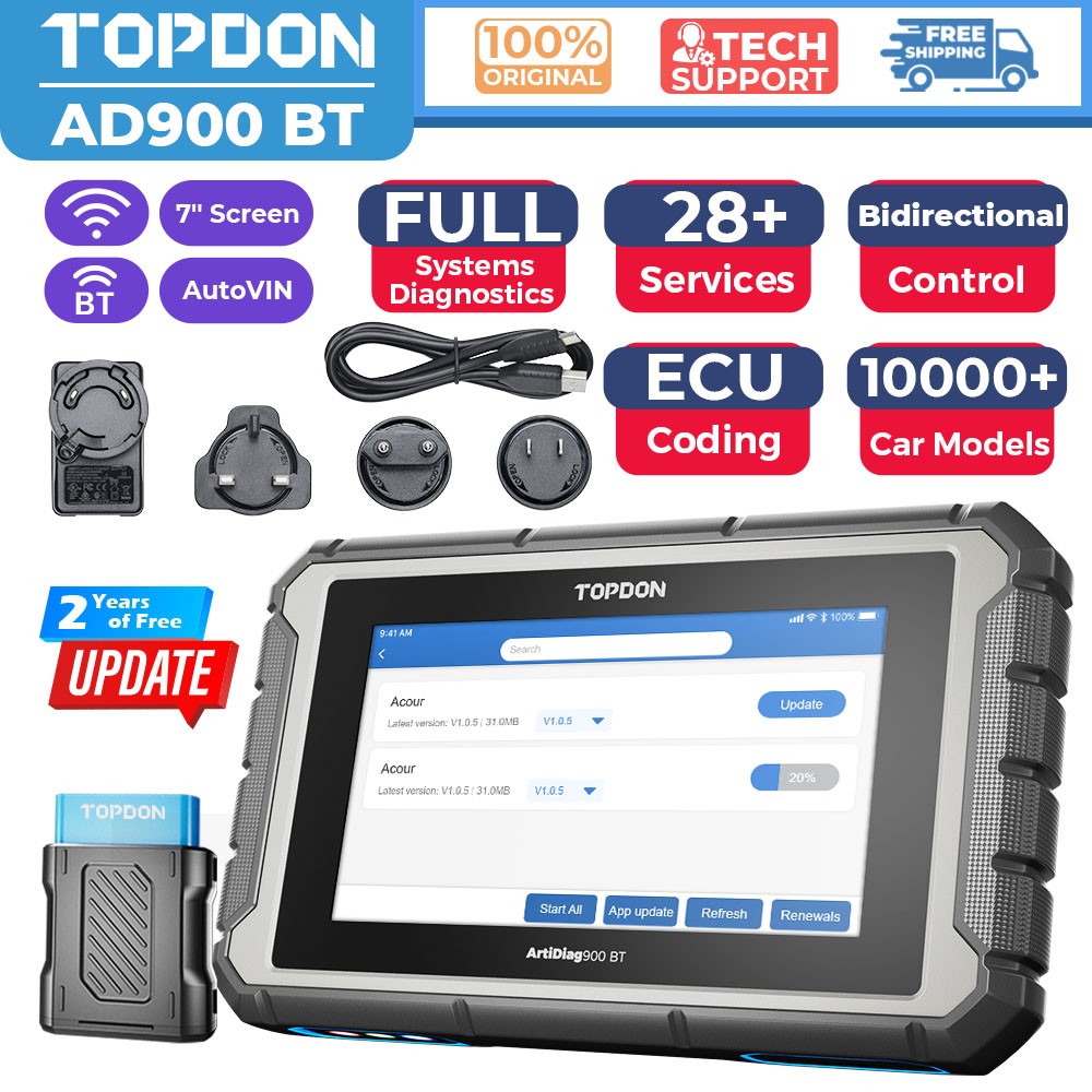 2026 TOPDON AD900 BT OBD2 Scanner Bidirectional Full System ECU Coding Tool