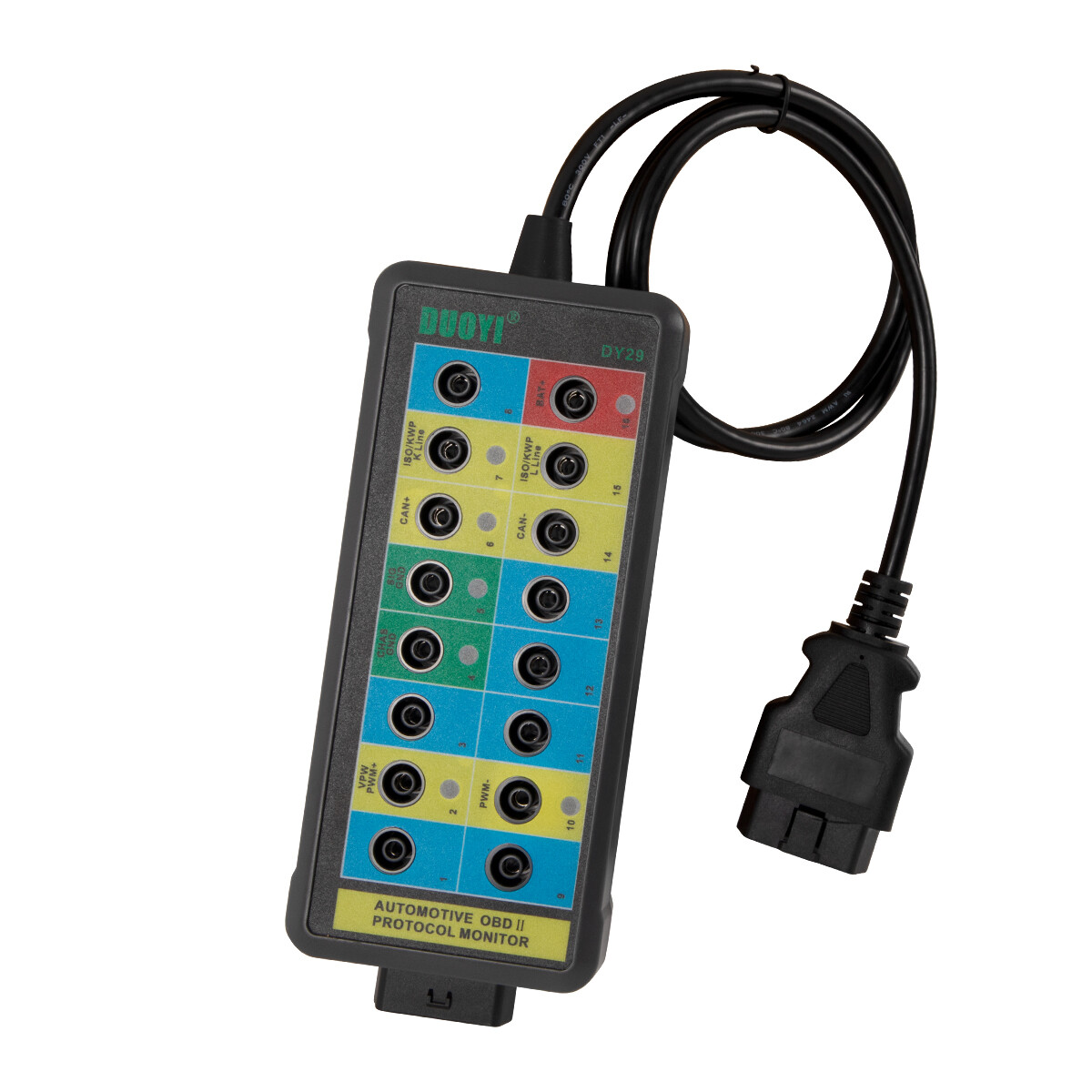 DUOYI DY29 OBD2 16Pin Breakout Box Protocol Detector OBDII Signal Detection Tool