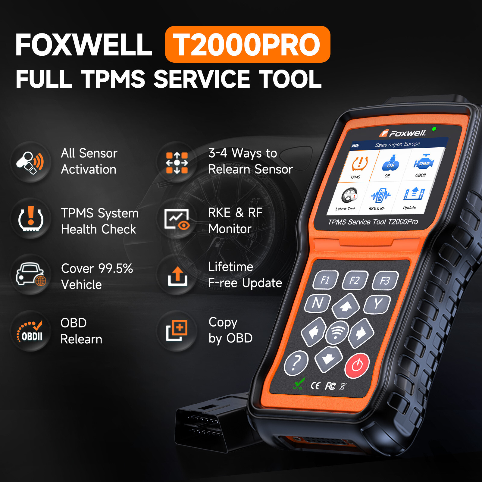 Foxwell T2000 Pro TPMS Monitor System Tool for VW Ford GM OBD2 Diagnostic