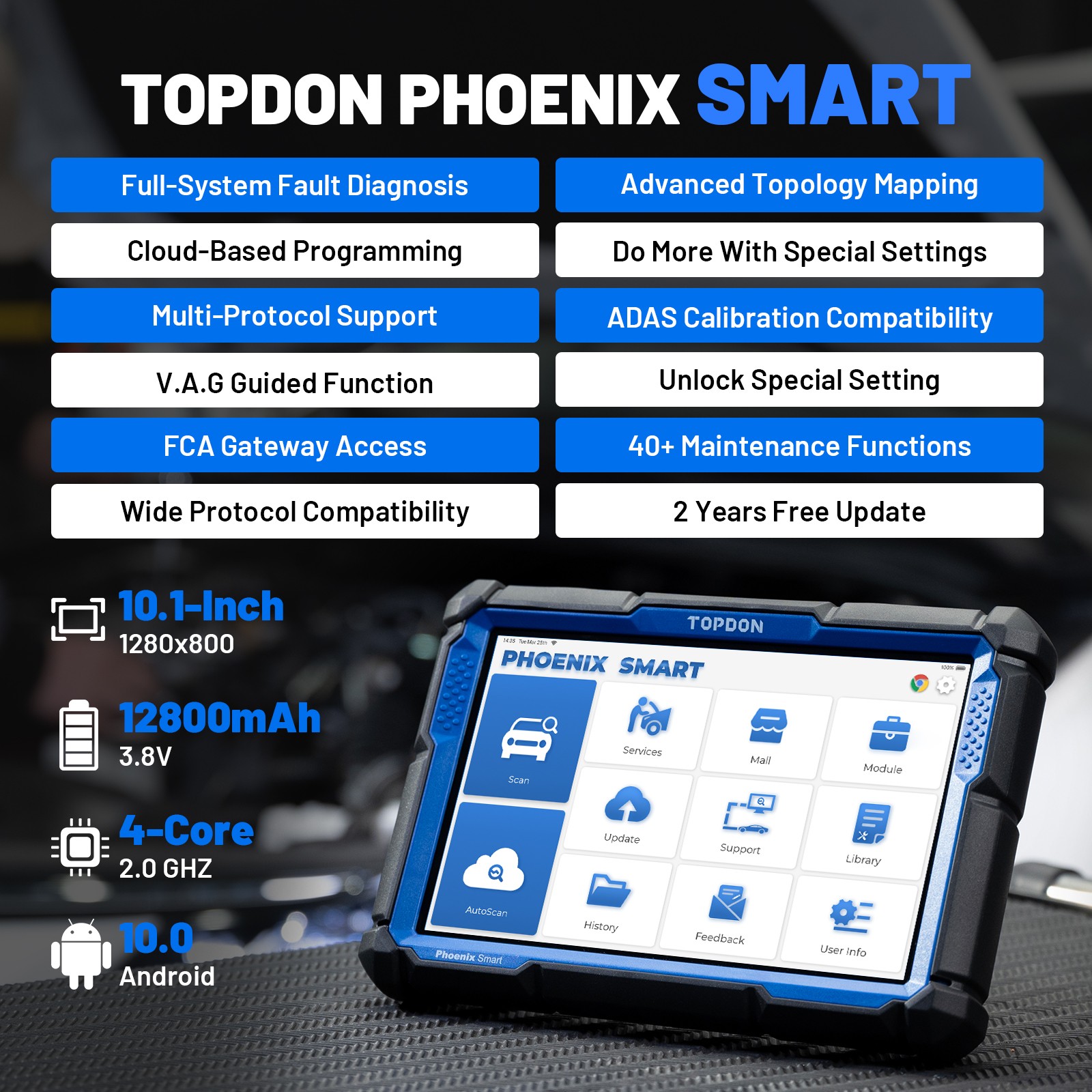 2026 TOPDON Phoenix Smart + Scope + T-Ninja Box OBD2 Scanner Key Programmer IMMO