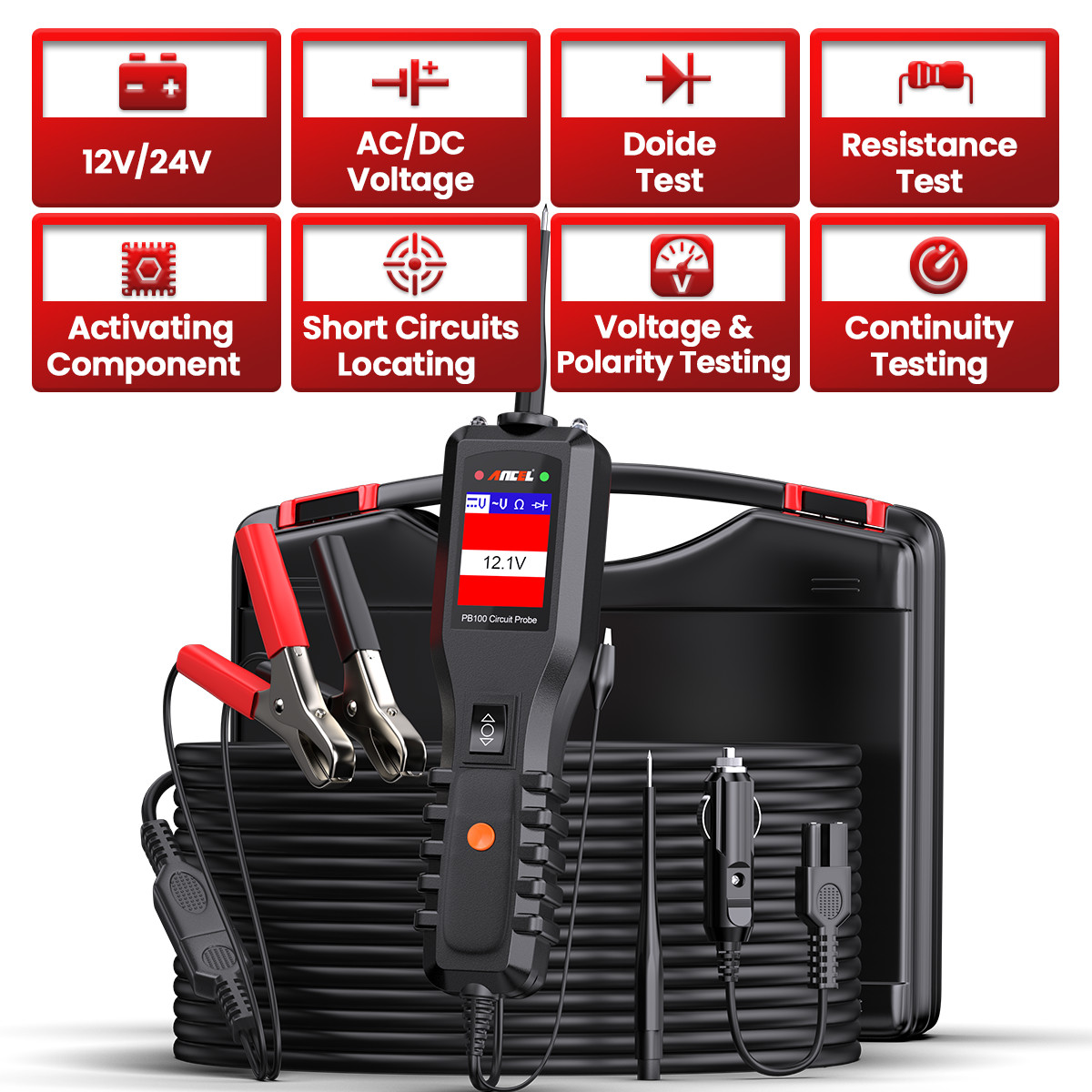ANCEL PB100 DC AC Battery Probe Circuit Tester 12V&24V Power Diagnostic Scanner