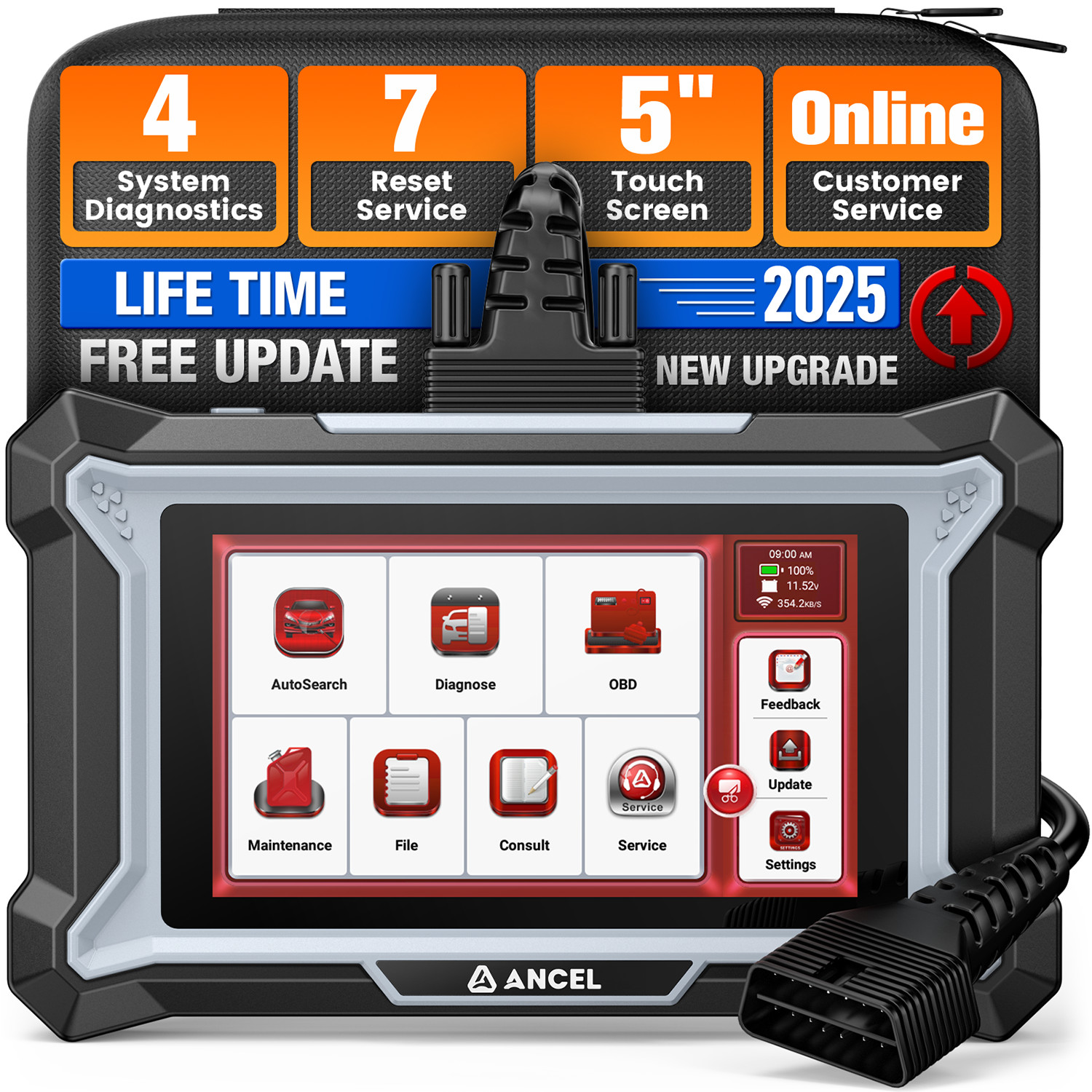 Check Engine OBD2 Scanner ABS SRS Transmission Diagnostic Scan Tool Code Reader