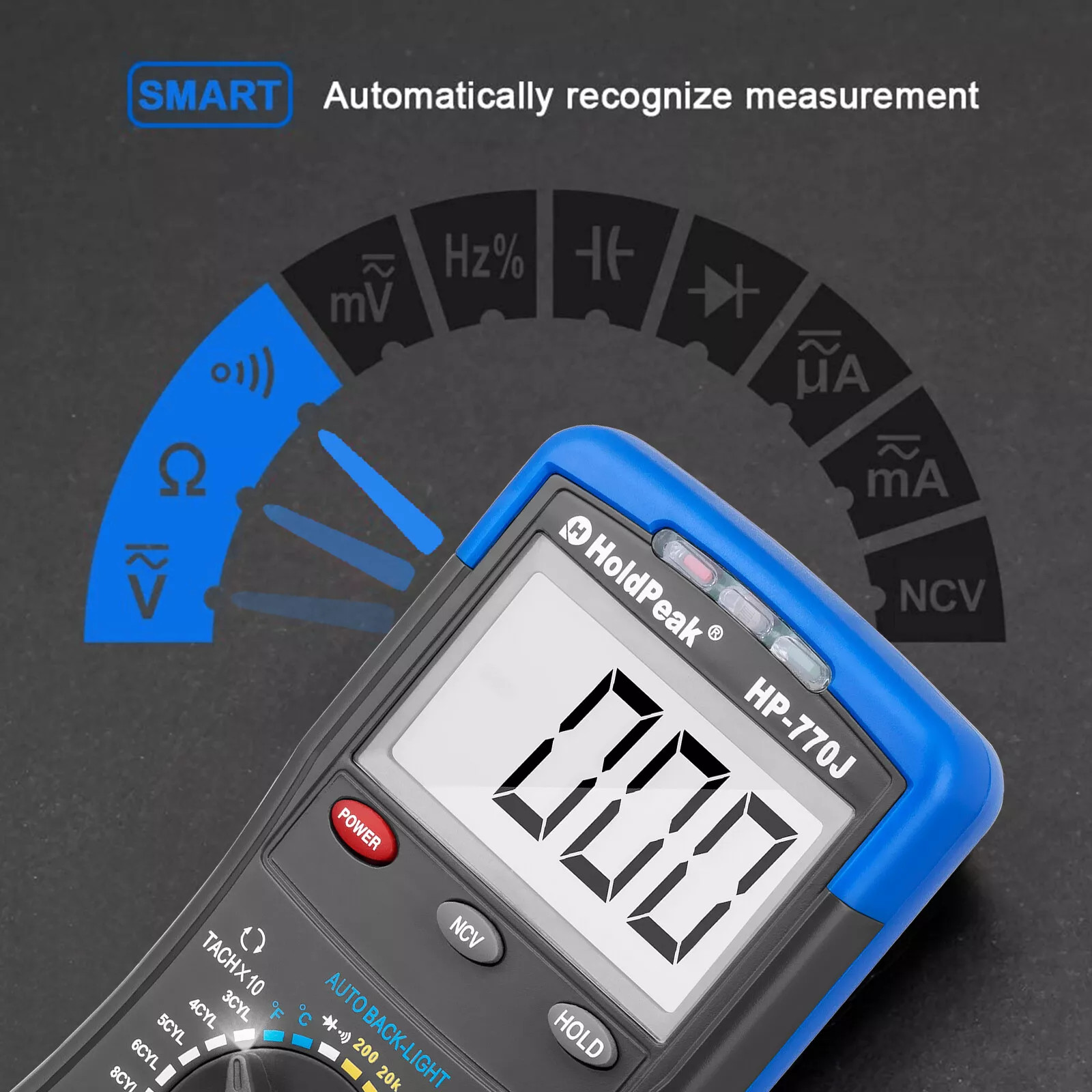 Digital Multimeter Automotive AC/DC Volt Amp Dwell Meter RPM Tester + Tach Clamp