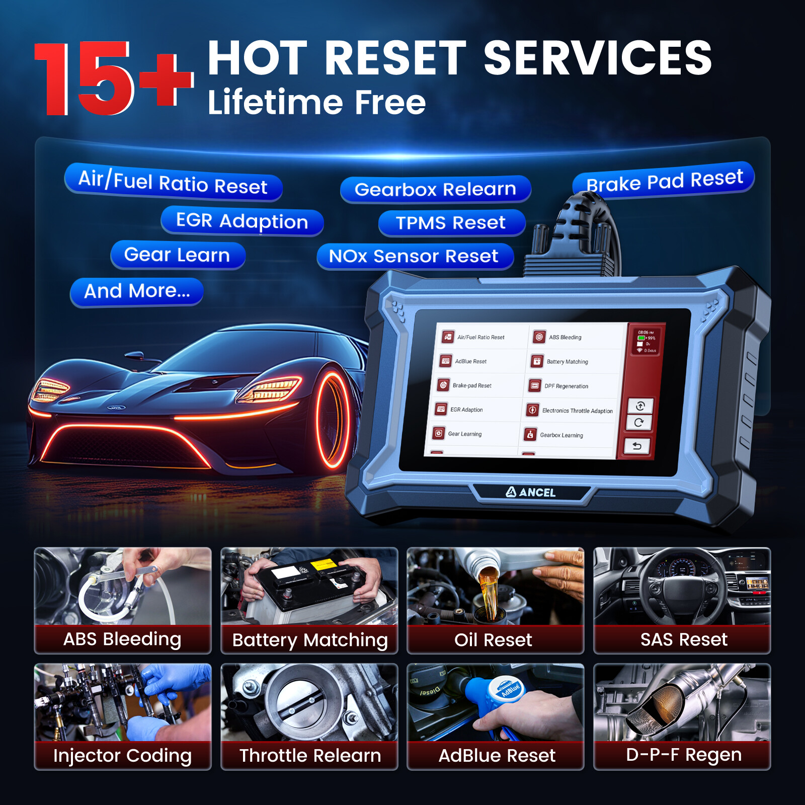 ANCEL DS200 Car OBD2 Scanner All System Diagnostic Tool FCA Autoauth ABS Reset