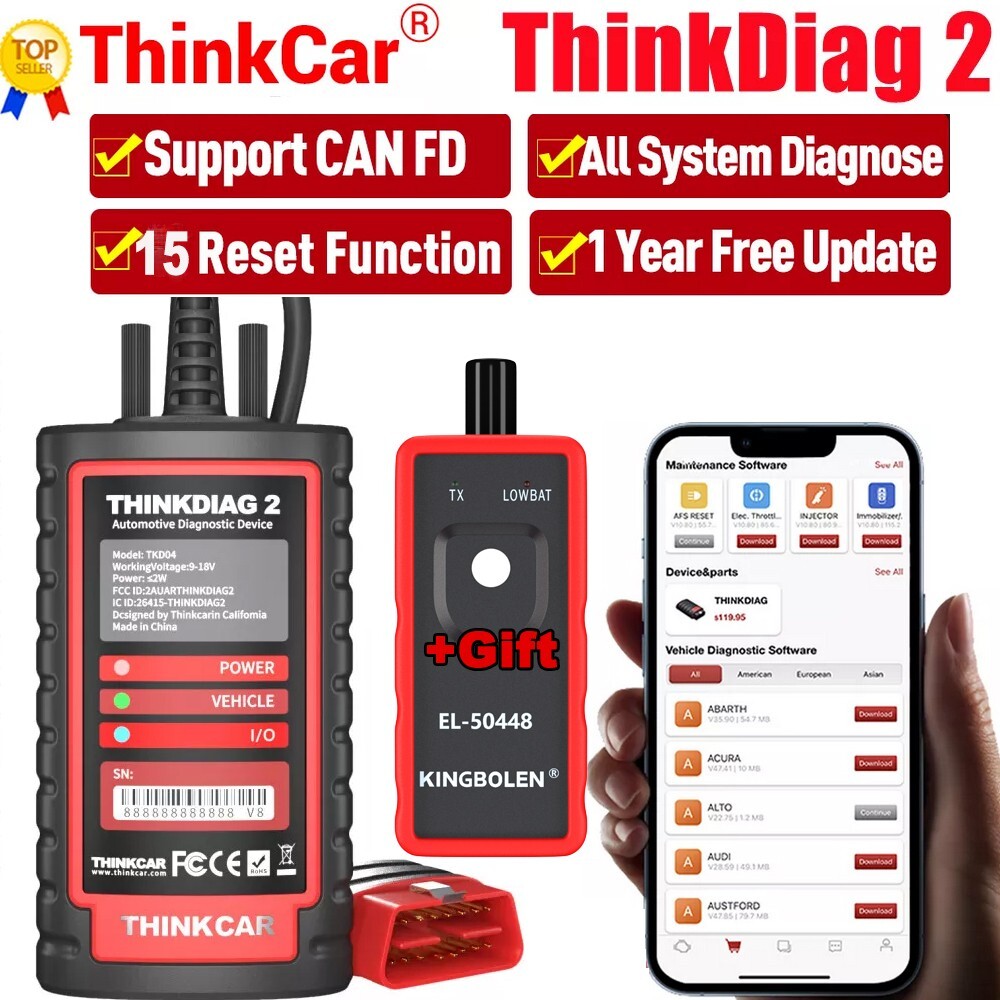 THINKDIAG 2 Bidirectional OBD2 Scanner Diagnostic Tool Reader All Software Free