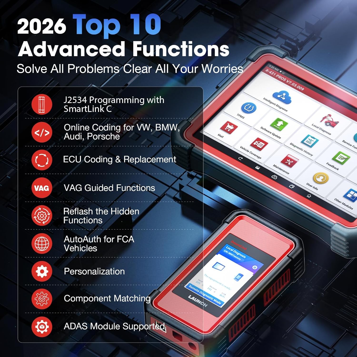 LAUNCH X431 CRP909X All System OBD2 Scanner Car Diagnostic Tool Key Coding TPMS