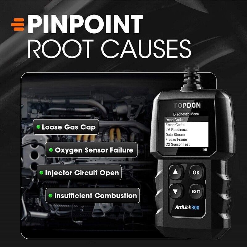 TOPDON Code Reader OBD2 Scanner Reset Check Engine Light Diagnostic Scan Tool
