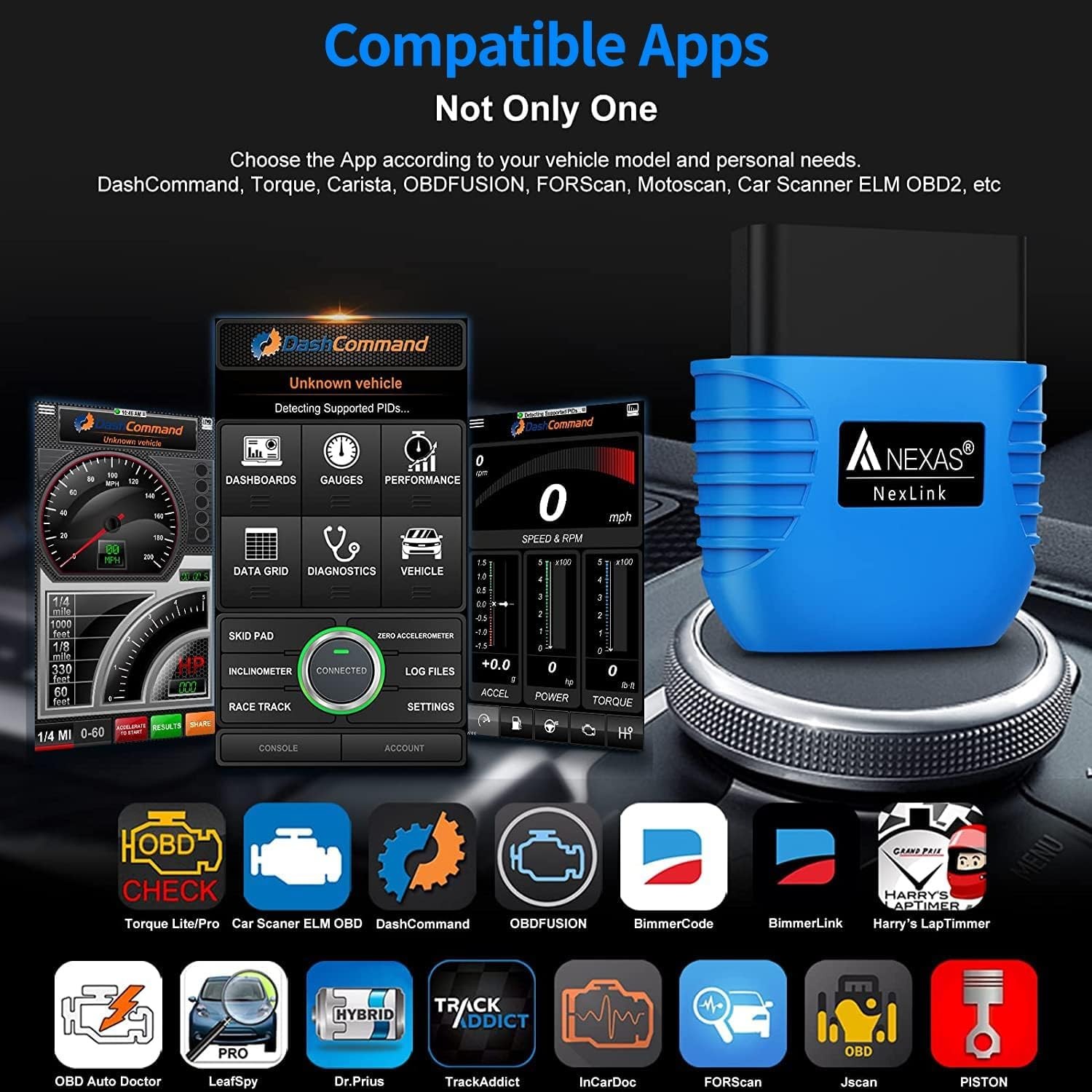 NEXAS NexLINK Bluetooth OBD2 Scanner for Car – Check Engine Light Code Reader