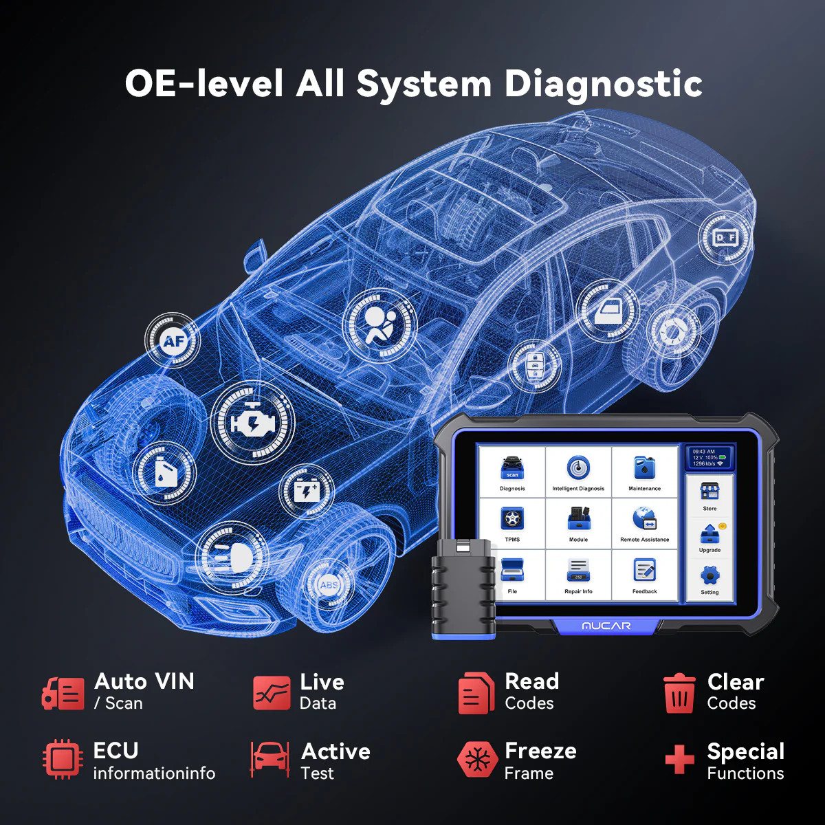 Free Update MUCAR VO8 Car All Systems Diagnostic Tool OBD2 Scanner 34+ Services