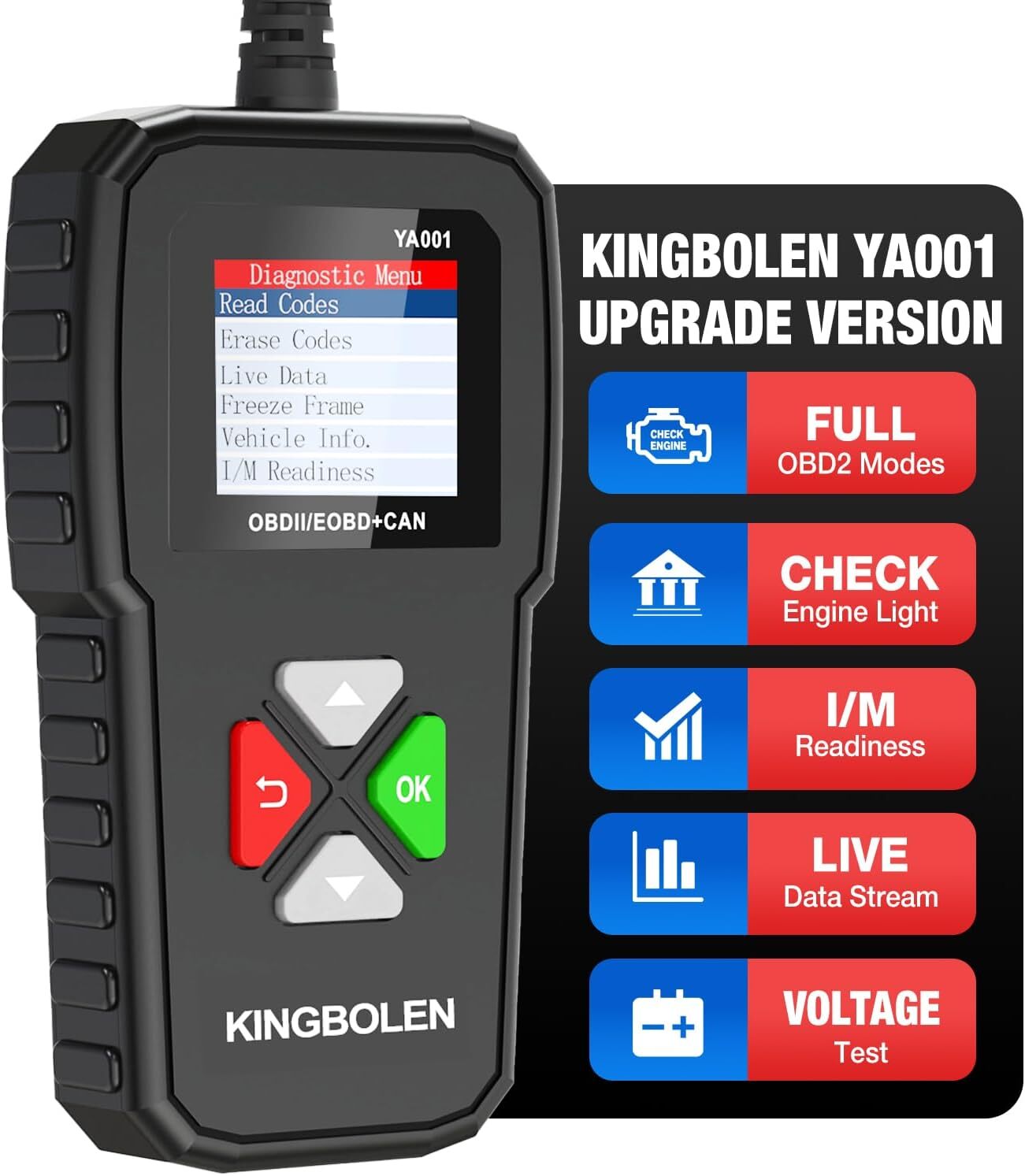 KINGBOLEN YA001 OBD2 Scanner Car Code Reader Full OBDII Diagnostic Scan Tool NEW