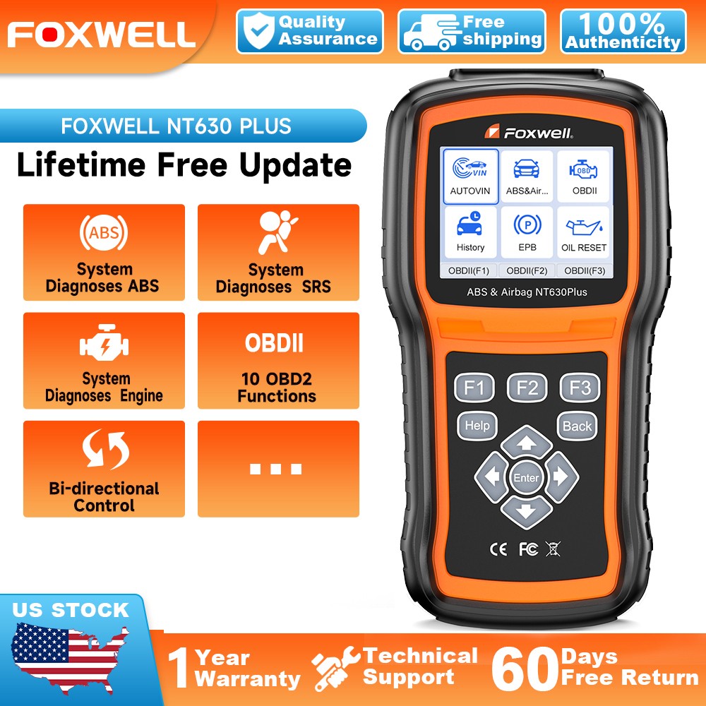 FOXWELL NT630 Plus SRS ABS Bleeding Oil Bidirectional OBD2 Diagnostic Scanner