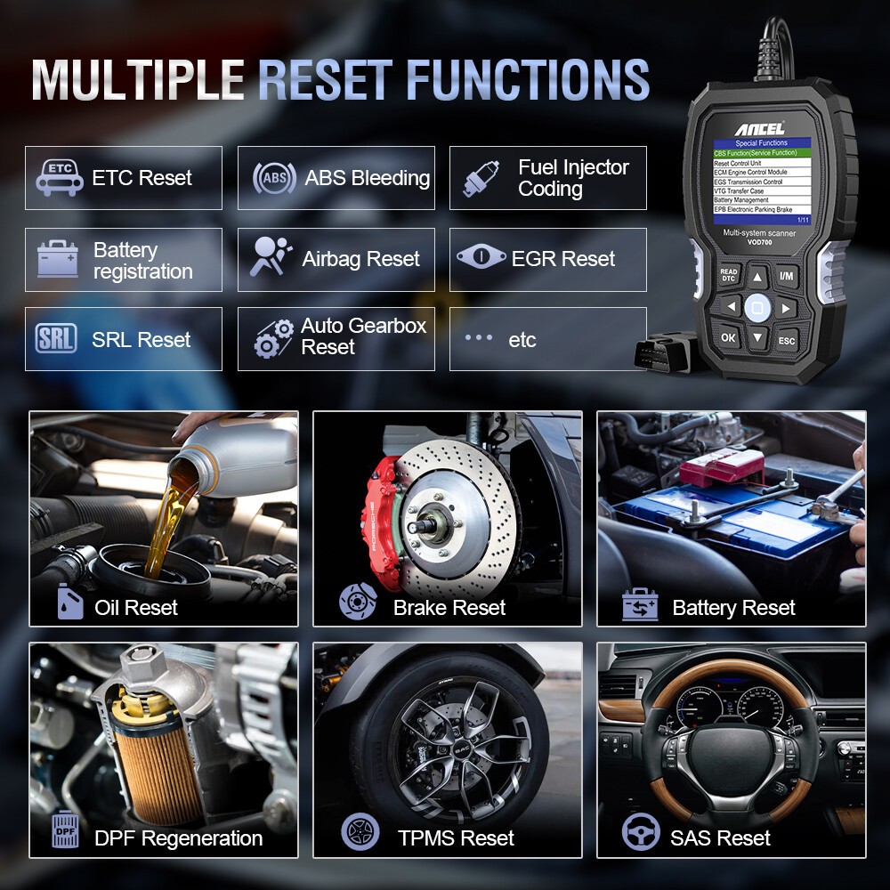 OBD2 Scanner All System Diagnostic Tool OIL EPB DPF ABS Reset Fit For Volvo Cars