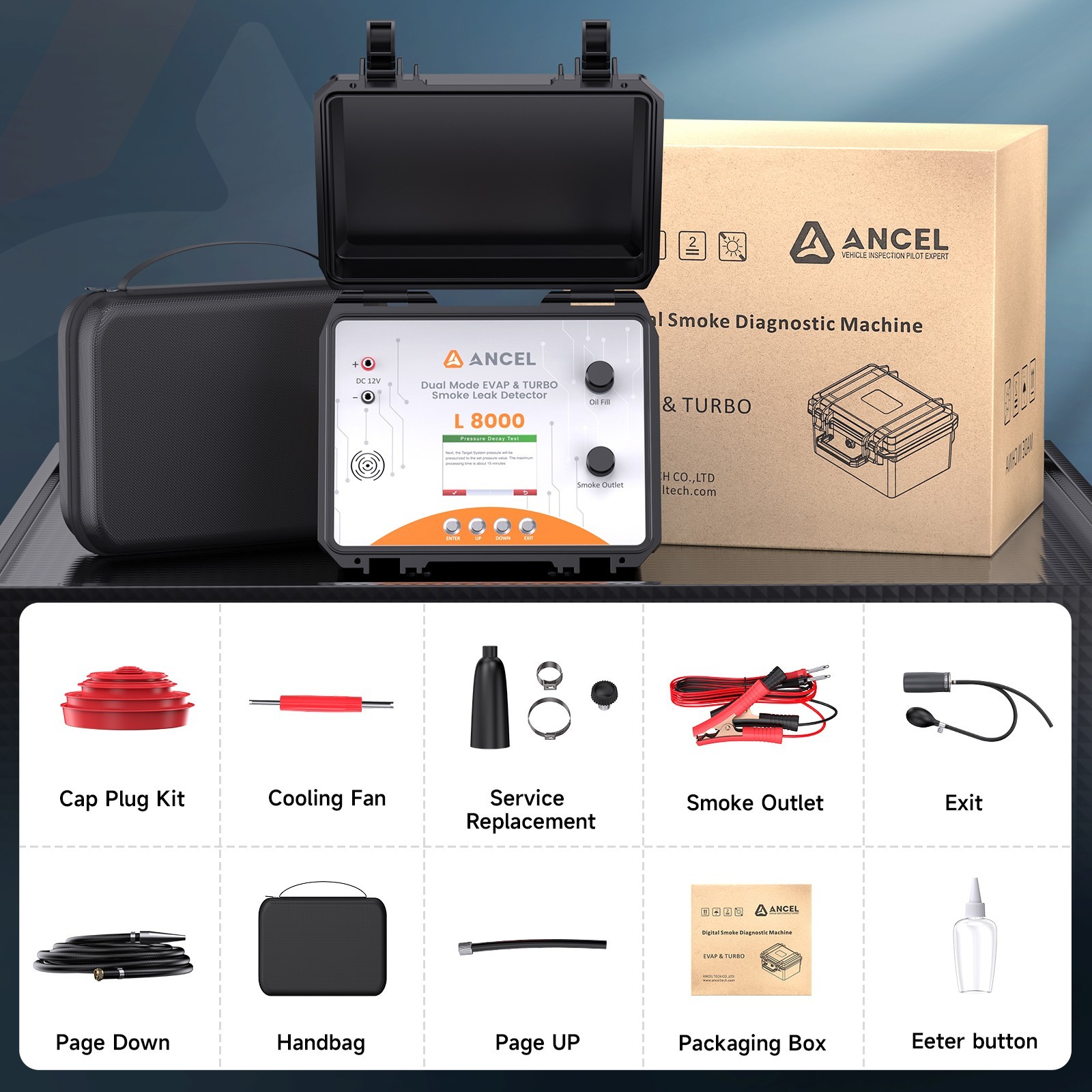 ANCEL L8000 EVAP Turbo Digital Smoke Machine Leak Detection Tester Dual Modes