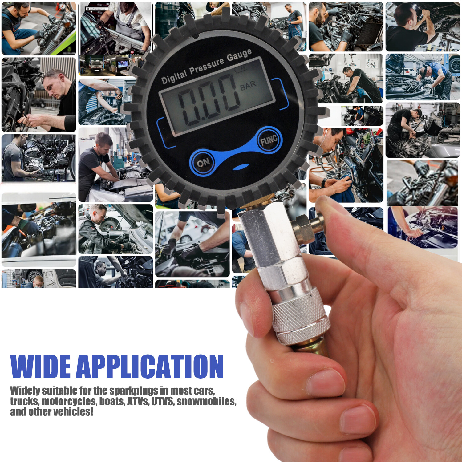 Digital Petrol Engine Cylinder Compression Gauge Tester Automotive 200 PSI