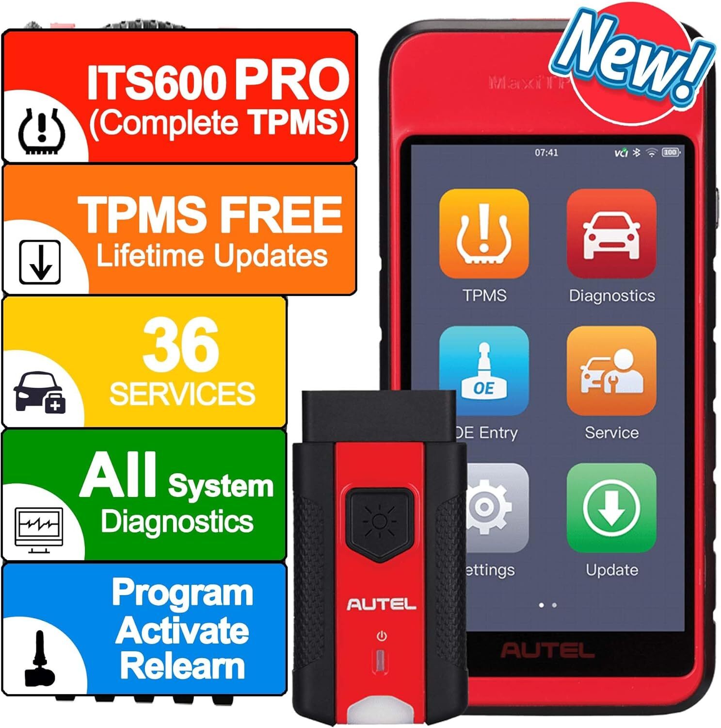 Autel MaxiTPMS ITS600Pro TPMS tablet w/All Systems Diagnostics & Service Tools