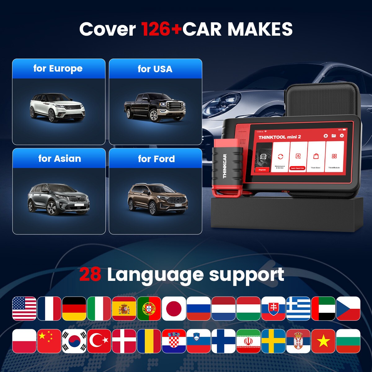 Thinktool Mini OBD2 Car Diagnostic Scanner Tool All System ECU Coding CANFD