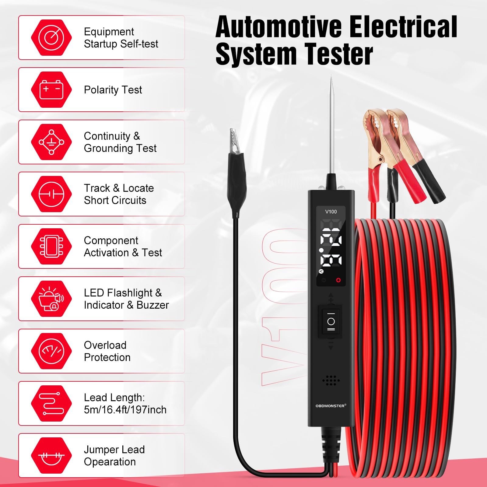 Car Circuit Tester Probe 24V 12V 6V DC Voltage Continuity Tester US