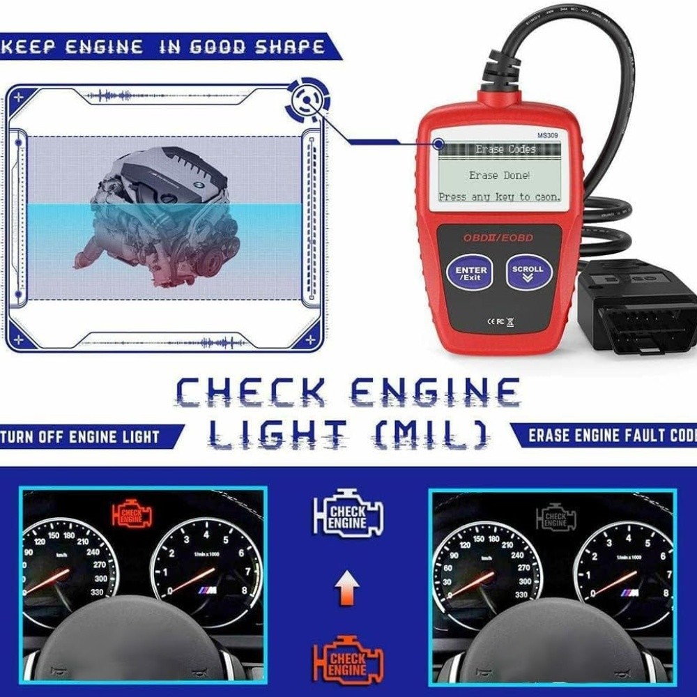 Car Engine Fault Code Reader, Check Engine Light and Emission Monitor Status US