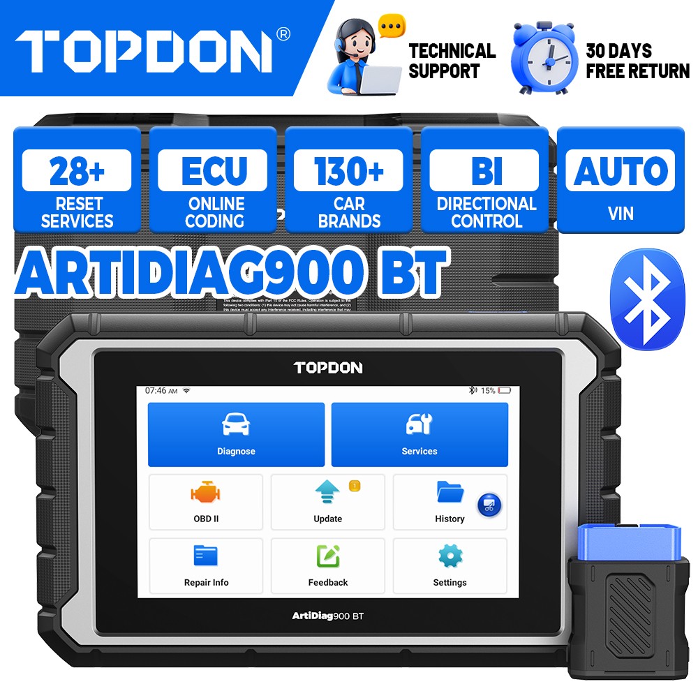 TOPDON AD900BT Scanner Bi-Directional Control ABS Bleed Injector 28+ Reset Tool