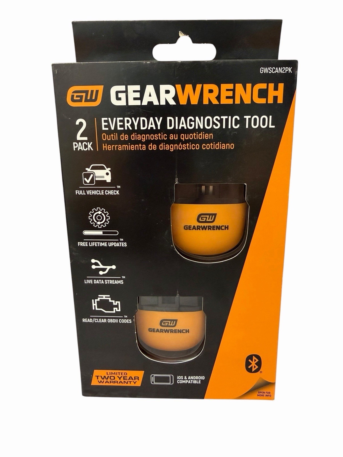 Gearwrench Everyday Vehicle Diagnostic Tool 2 Pack NEW NIB Bluetooth GWSCAN2PK