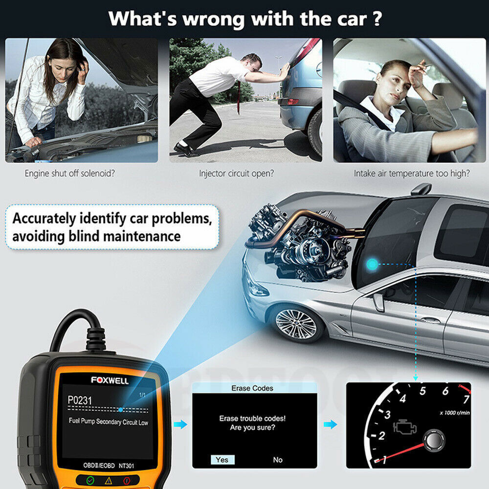 Foxwell NT301 OBD2 Check Engine Automotive Scanner Diagnostic Tool Code Reader