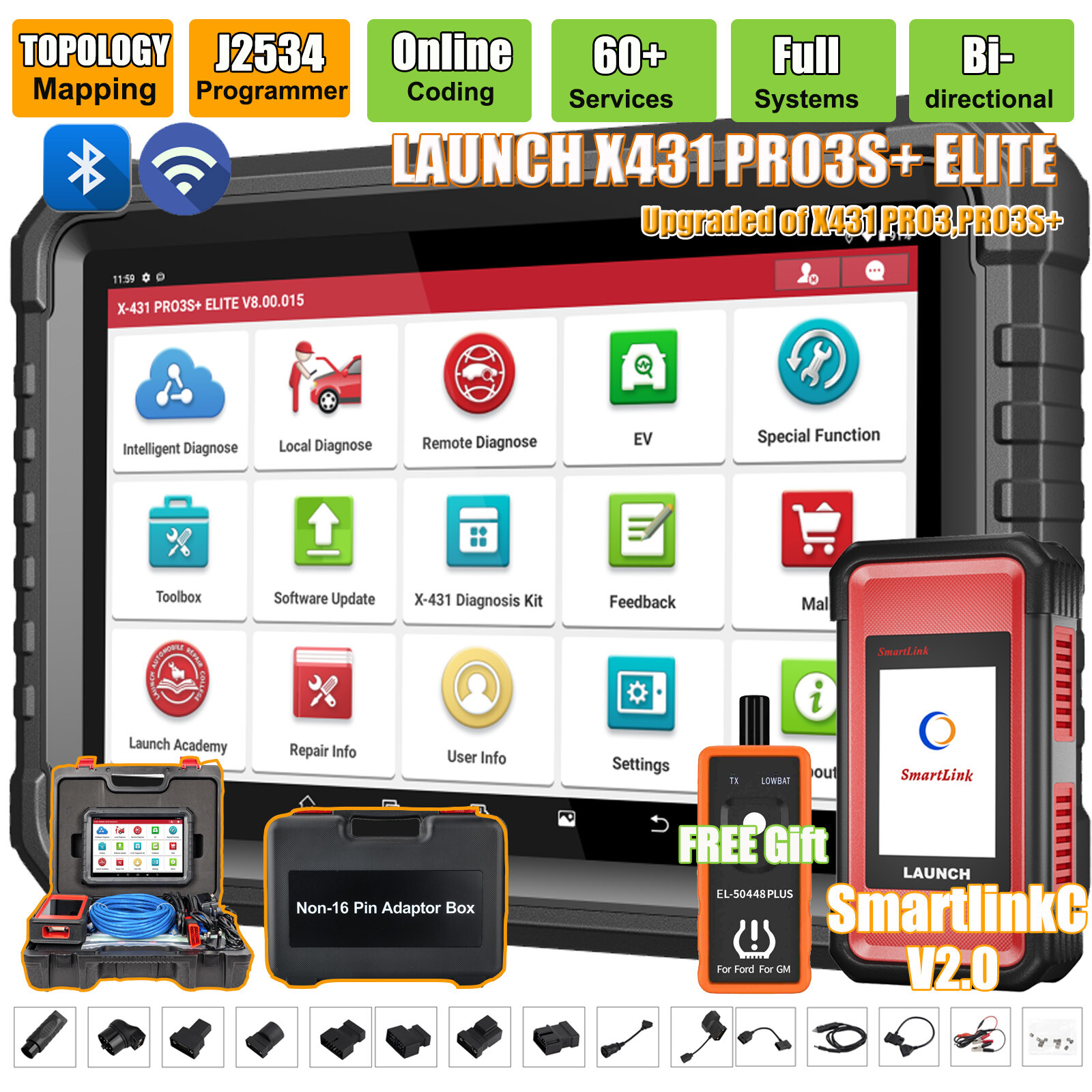 2026 LAUNCH X431 PRO3S+ ELITE Car Diagnostic Tool ECU Coding J2534 Programming