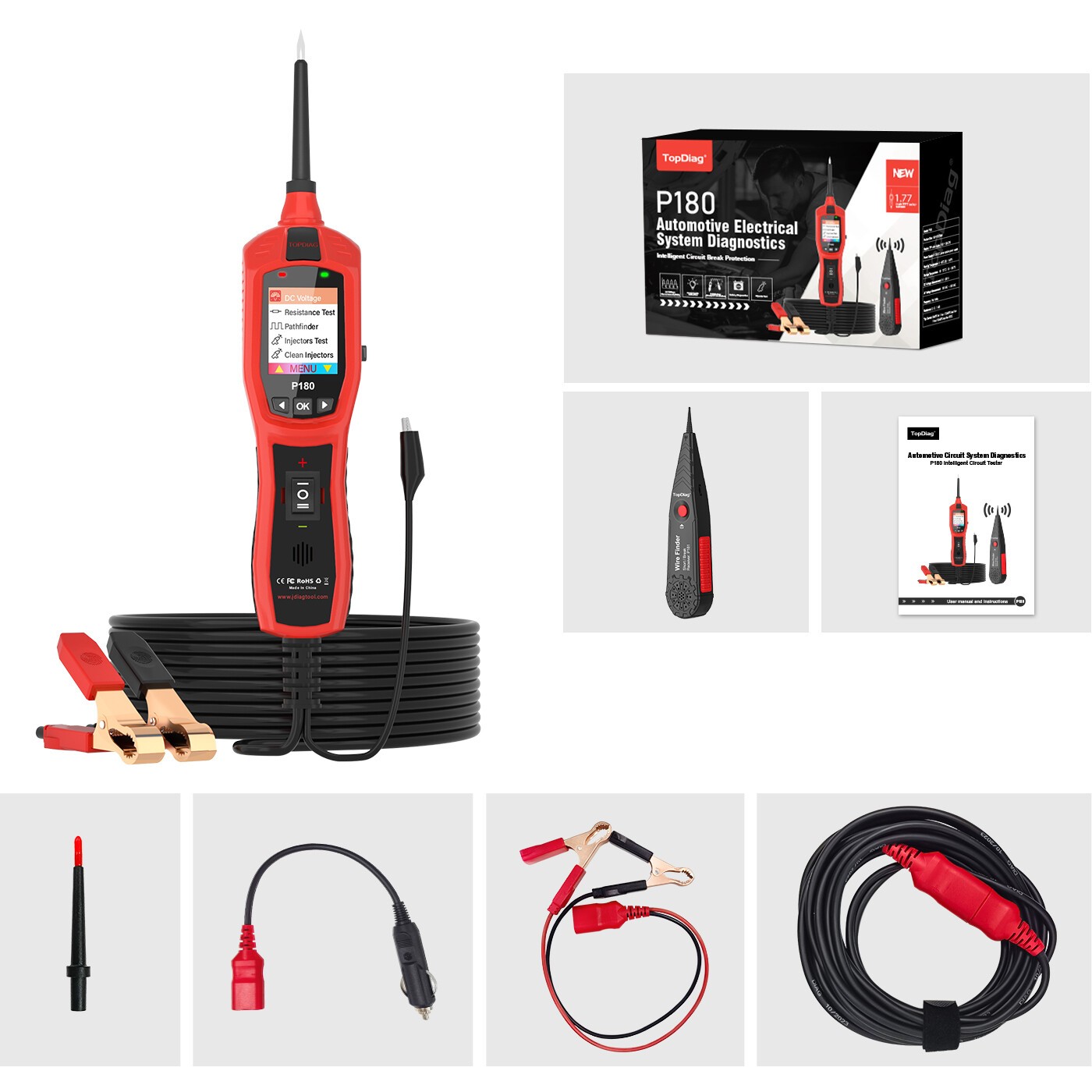 9-30V Topdiag P180 Car Circuit Tester Circuit Breaker Finder Tool Voltage Tester