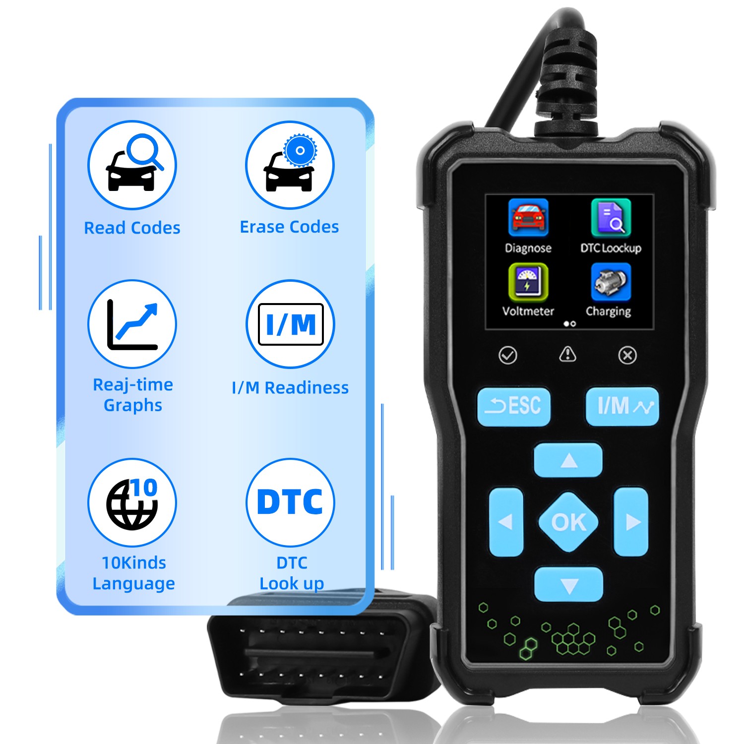2026 AT100 CLASSIC ENHANCED UNIVERSAL OBD II SCANNER CAR ENGINE FAULT CODE READ
