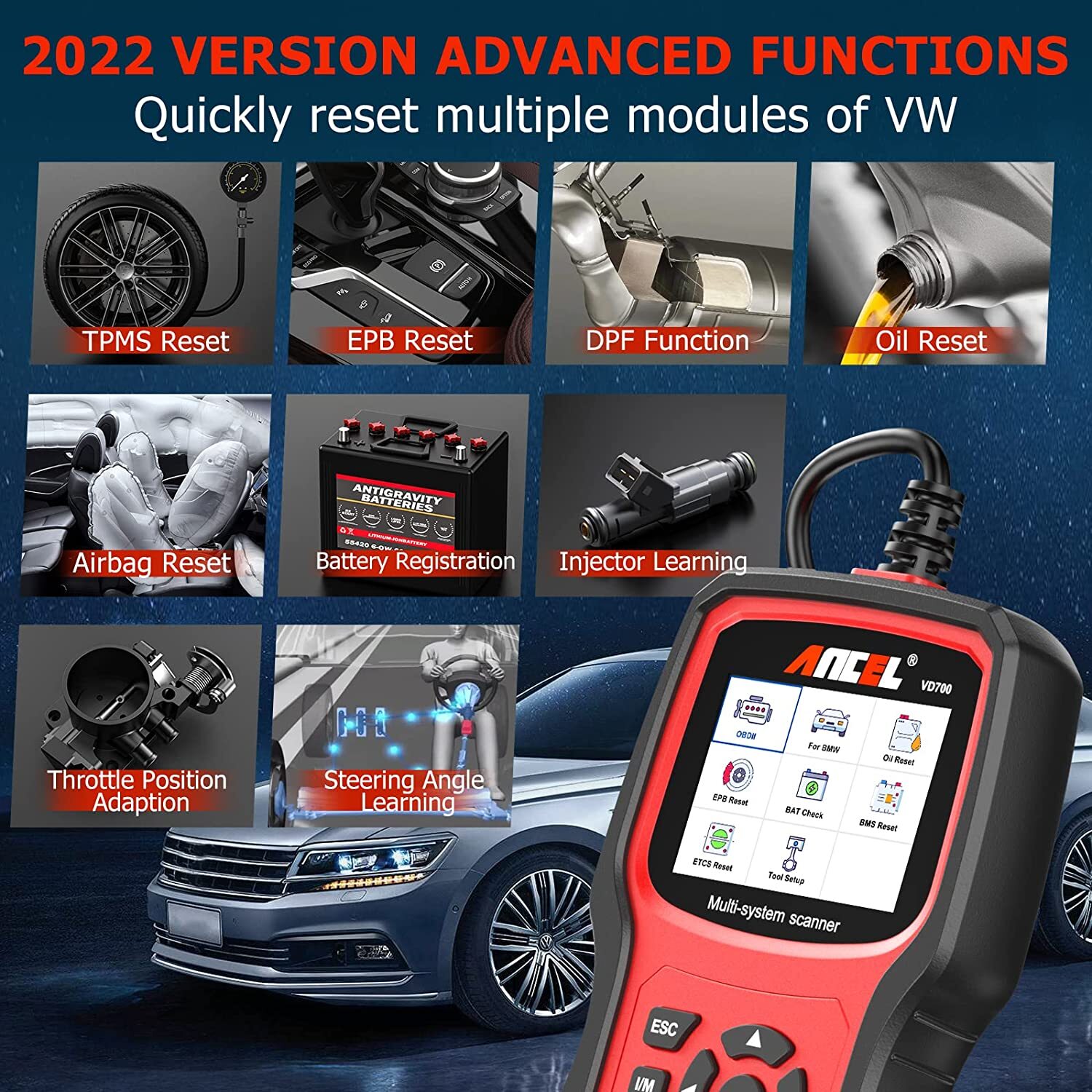 ANCEL VD700-US All System Diagnostic All Function OBD2 Scanner Car Code Reader