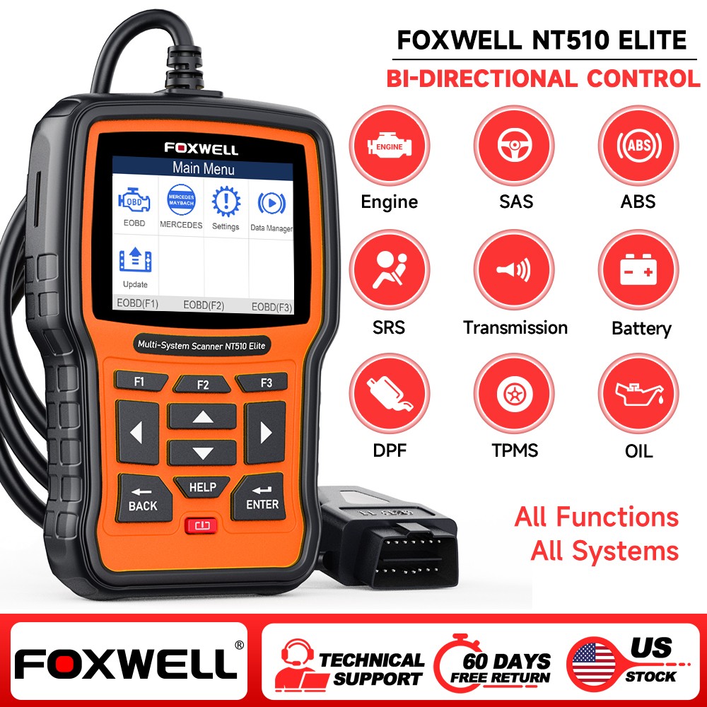 Foxwell NT510 Elite OBD2 Diagnostic Tool Full Systems Scanner fit for Benz