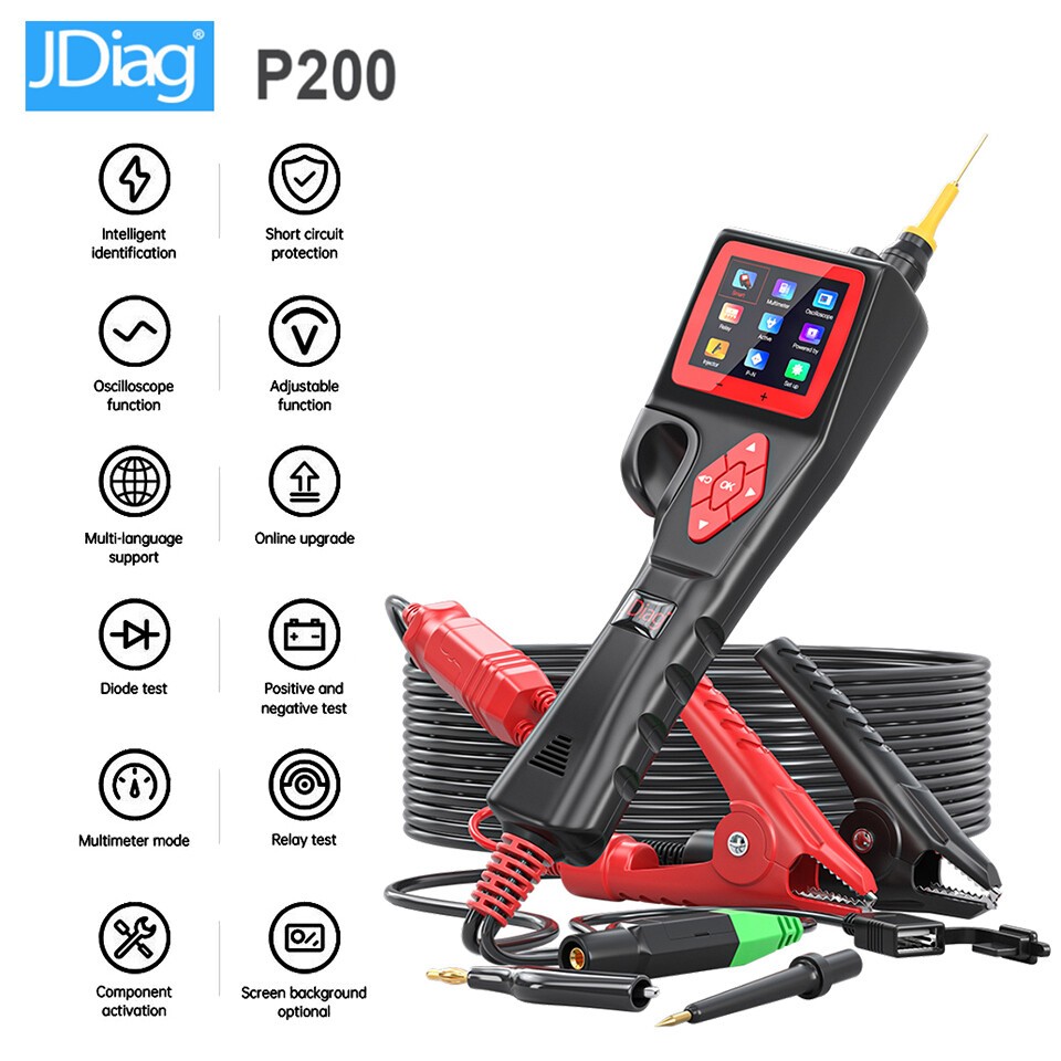 Topdiag P200 Circuit Tester Power Probe Oscilloscope Fuel Injector Relay 9-30V