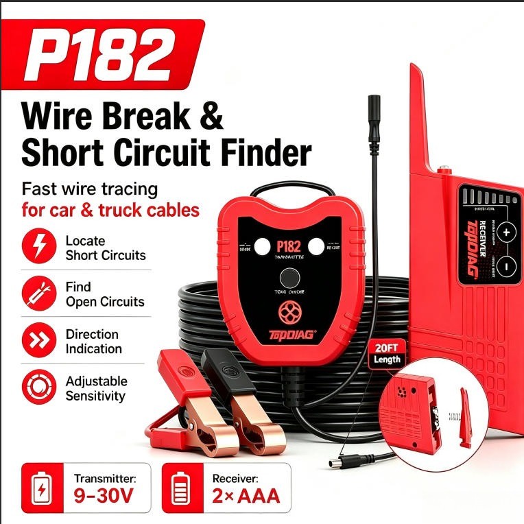TopDiag P182 Car Electrical Power Circuit Probe Tester Wire Breaker Finder Tool