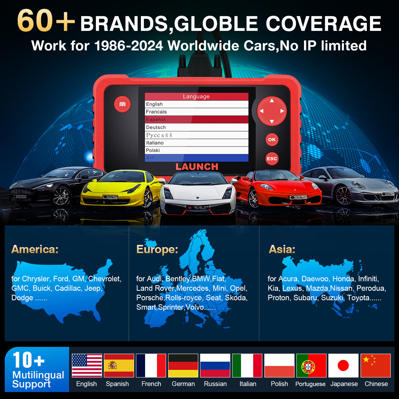 LAUNCH CRP123 V2.0 OBD2 Scanner 4 Systems Code Reader Diagnostic Tool Oil reset