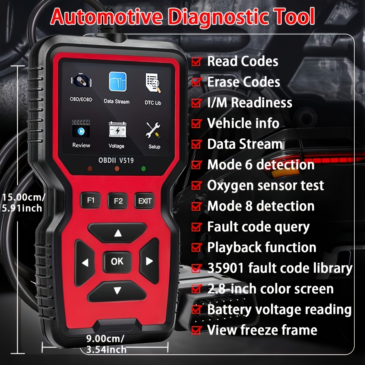 Fault Reading Stream Voltage Detection Tool OBDII Car Fault Diagnosis Instrument