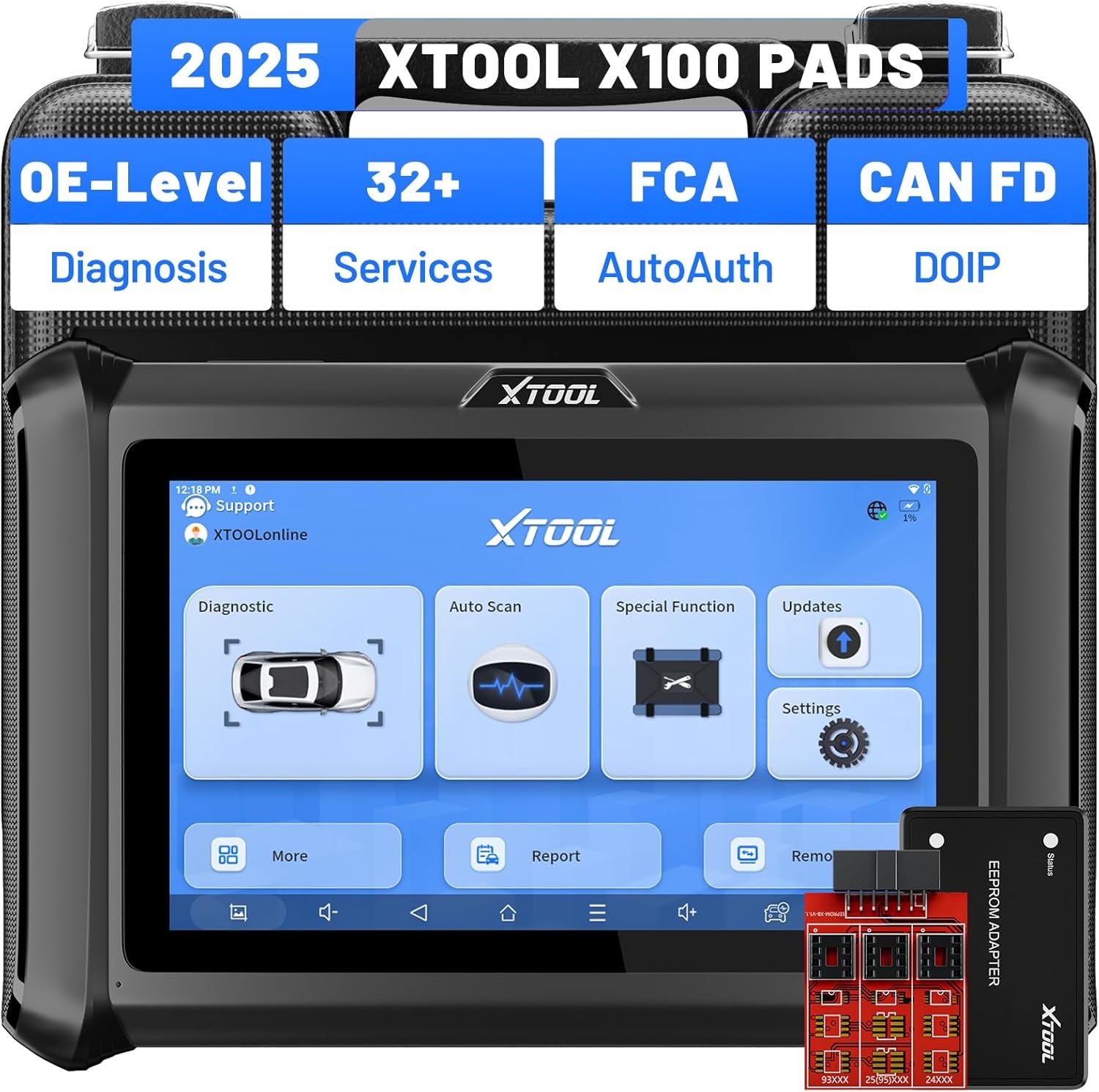 US XTOOL X100PADS V2.0 OBD2 Diagnostic Scanner Tool Key Programmer 32+ Services