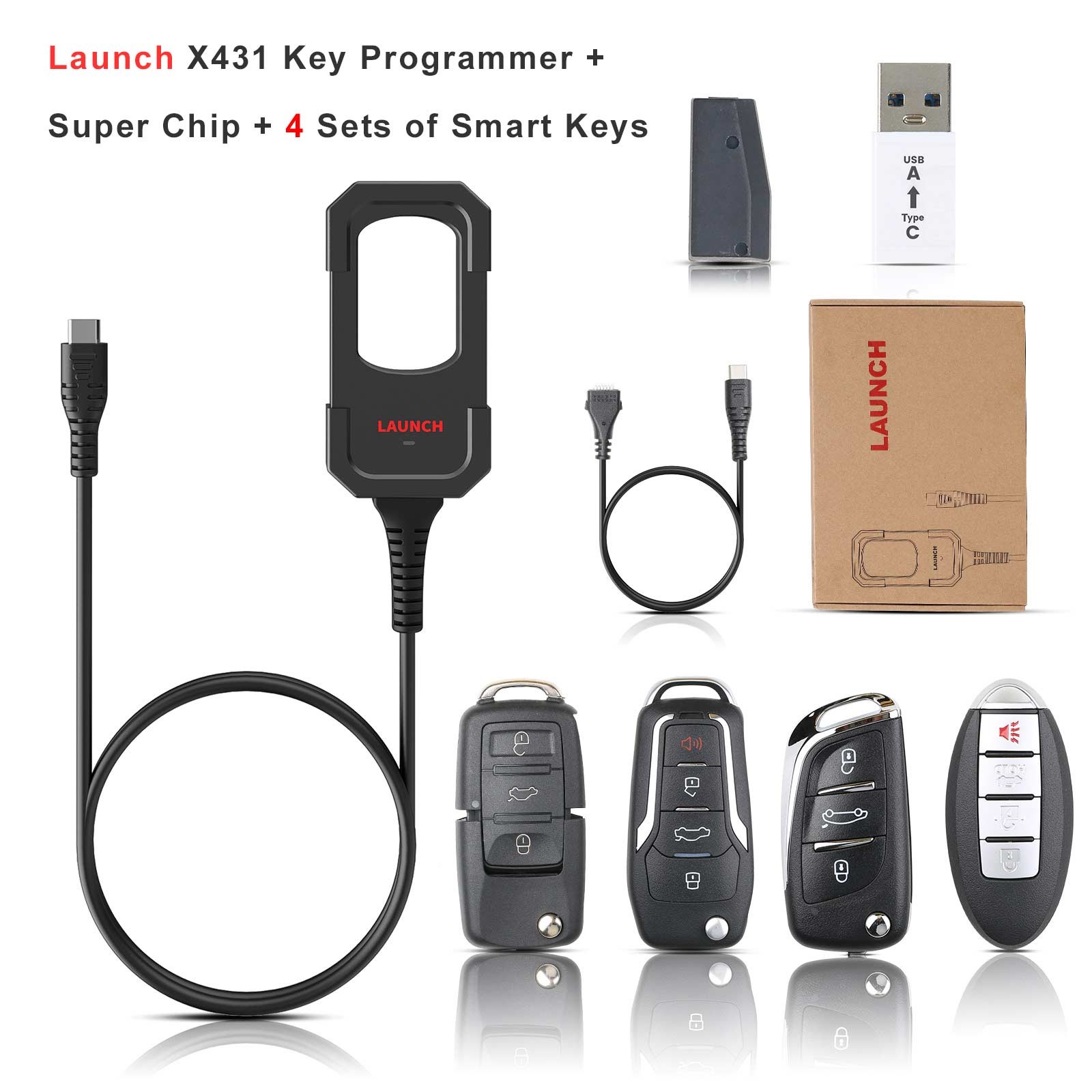 Launch X431 Key Progarmmer Remote Maker+11x Super Chip & 4 Sets of Smart Keys