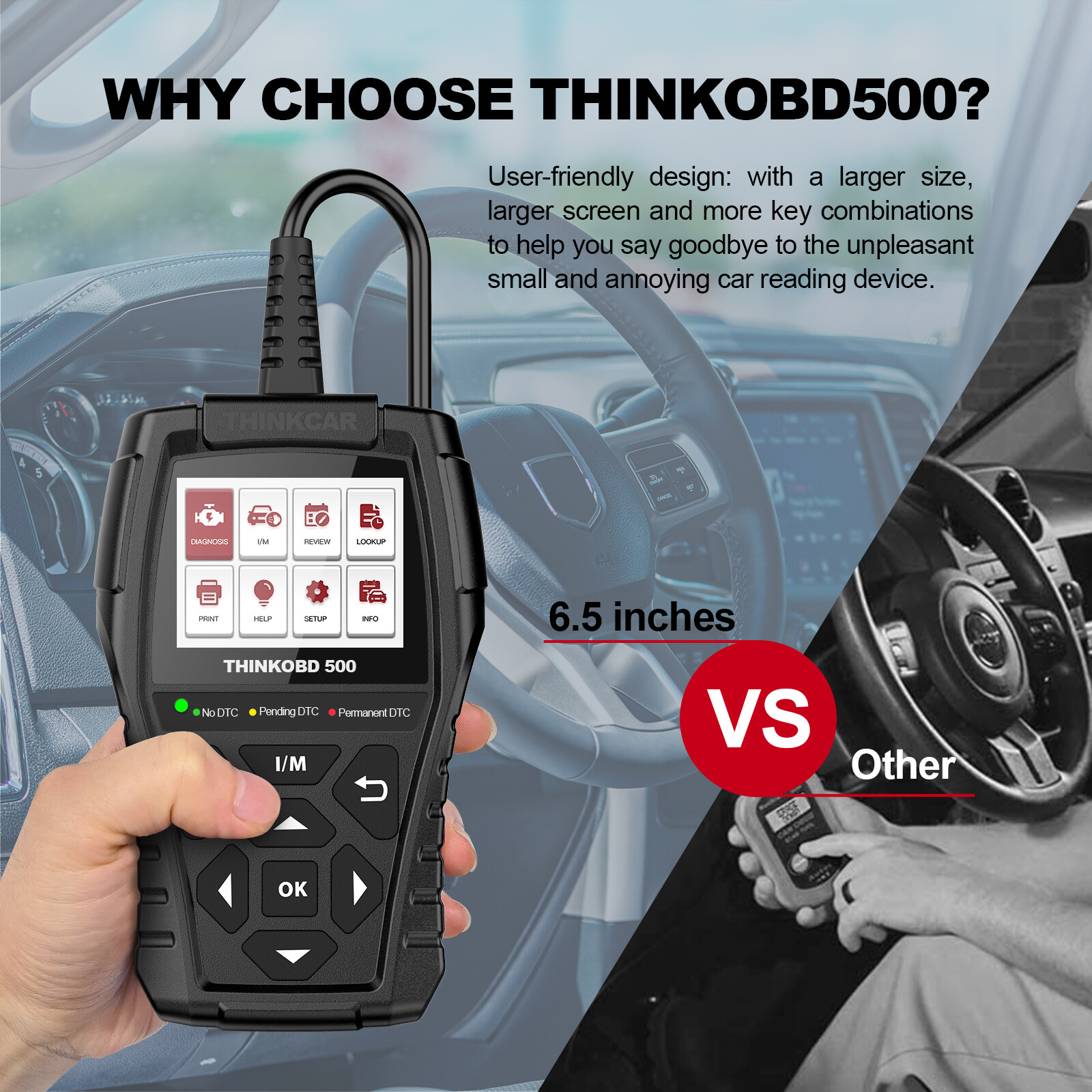 THINKOBD500 Automotive OBD2 Scanner Car Diagnostic Tool Code Reader Engine Fault
