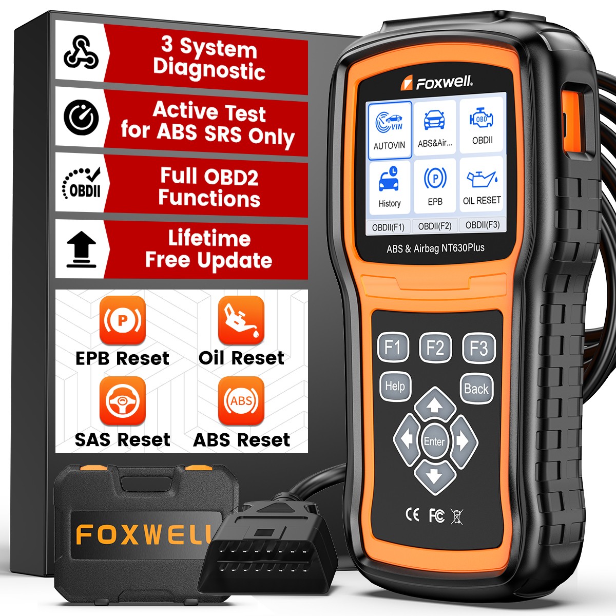 Foxwell NT630 Plus Bi-directional OBD2 Diagnostic Scanner ABS Bleeding SRS SAS