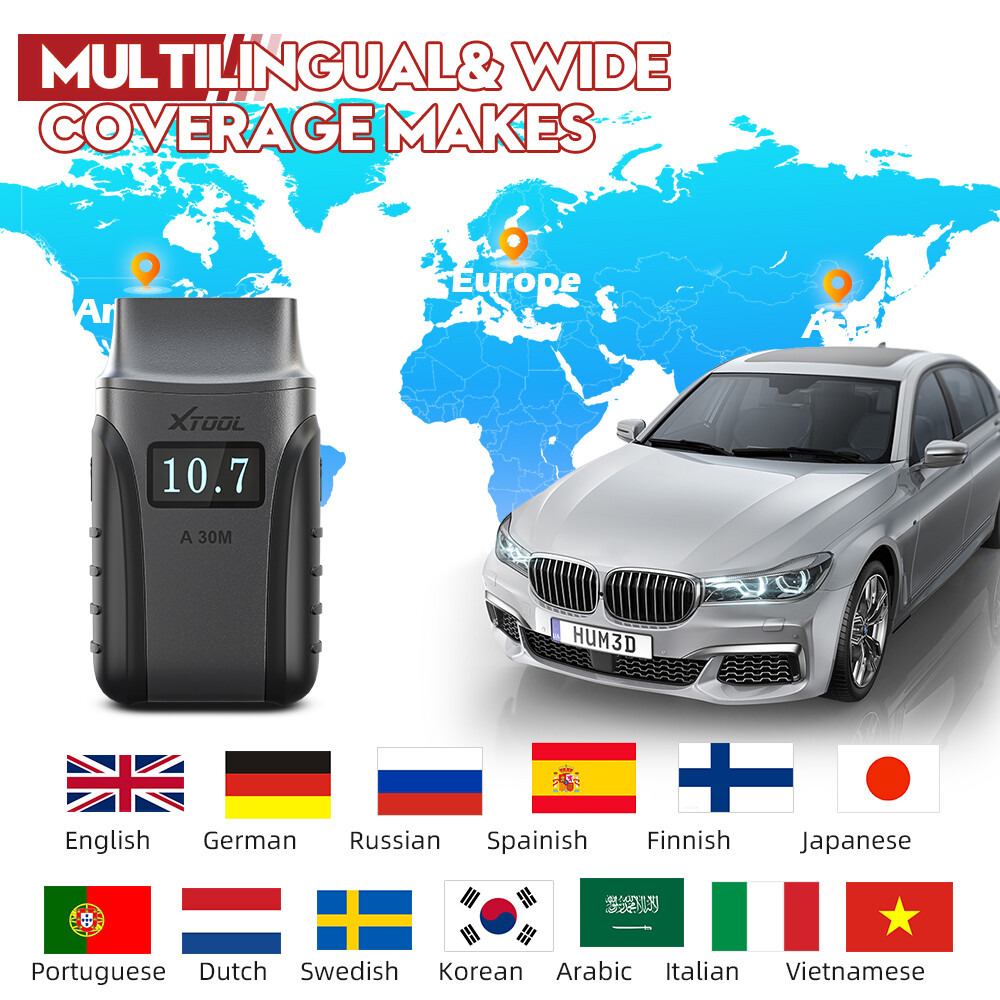 XTOOL A30M Bidirectional All System Diagnosis Bluetooth OBD2 Scanner Extra Cable