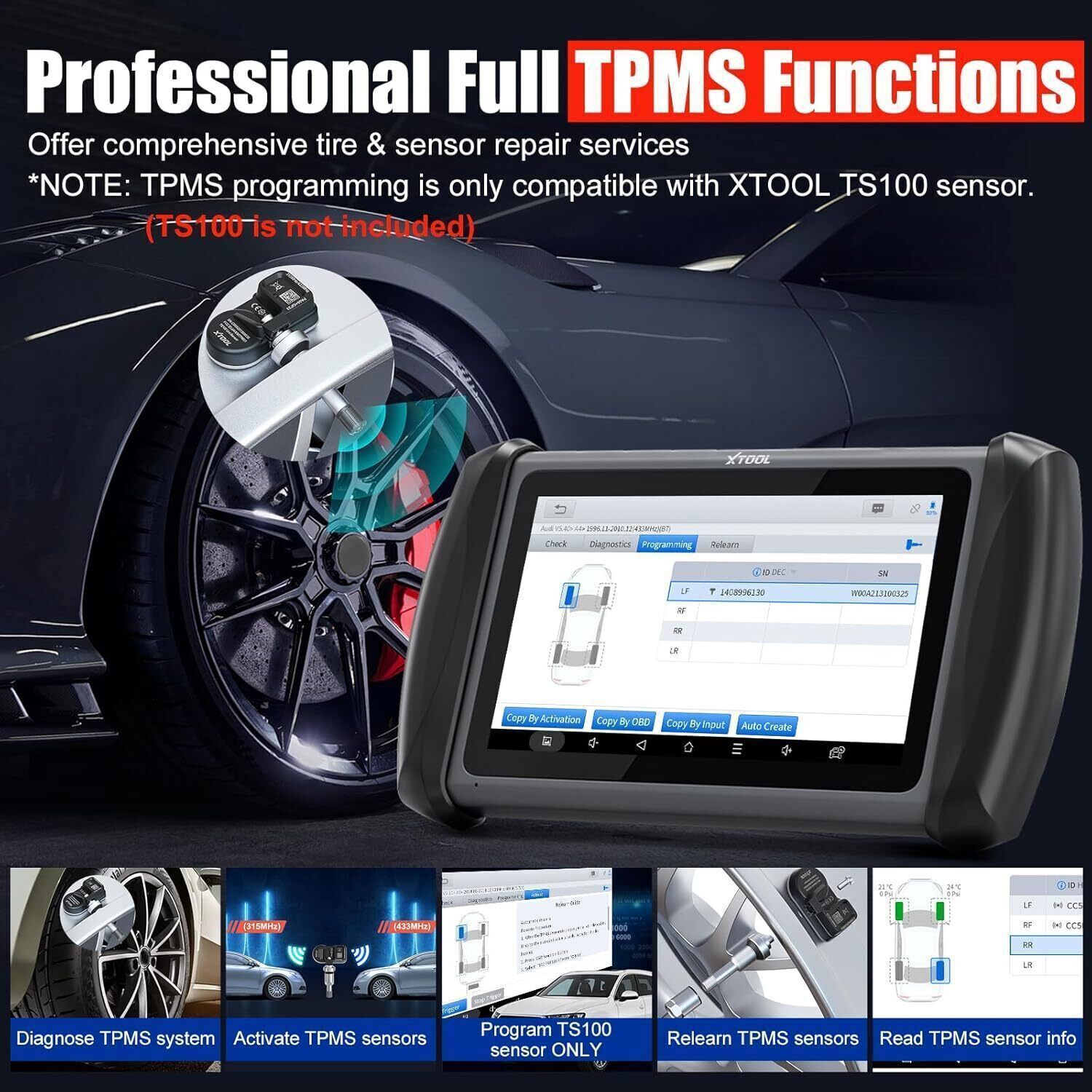 XTOOL IP819TP Diagnostics Tool TPMS Programming All System TS100pro*2 OBD2 Scan