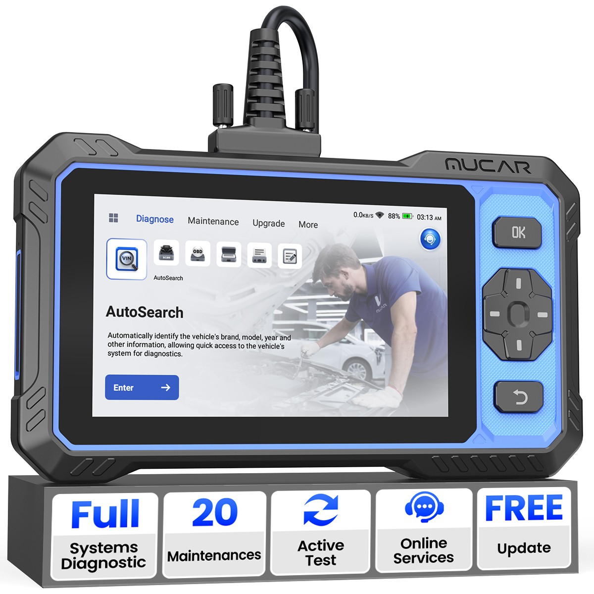 OBD2 Scanner, MUCAR 682 AI-Assisted Full Systems Car Diagnostic Tool Free Update