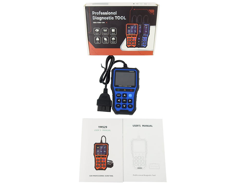 YM529 2.8″ IPS BLUETOOTH OBD2/EOBD+CAN SCANNER & BATTERY DIAGNOSTIC TOOL BLUE