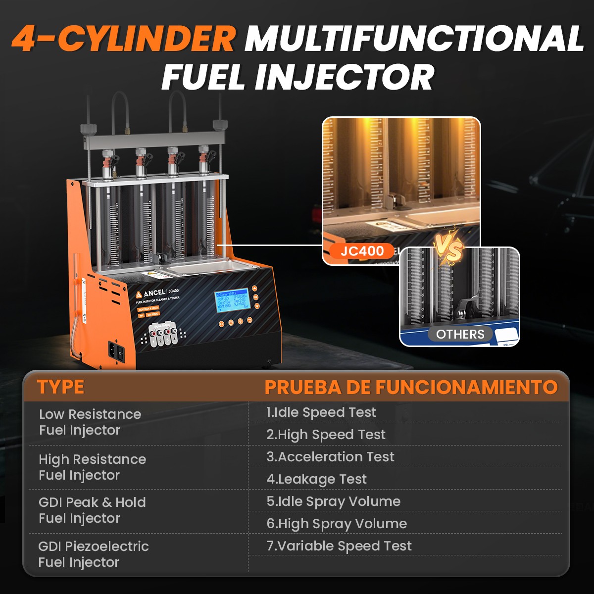 GDI EFI TSL 4 Cylinder Ultrasonic Fuel Injector Cleaner Tester Cleaning Machine