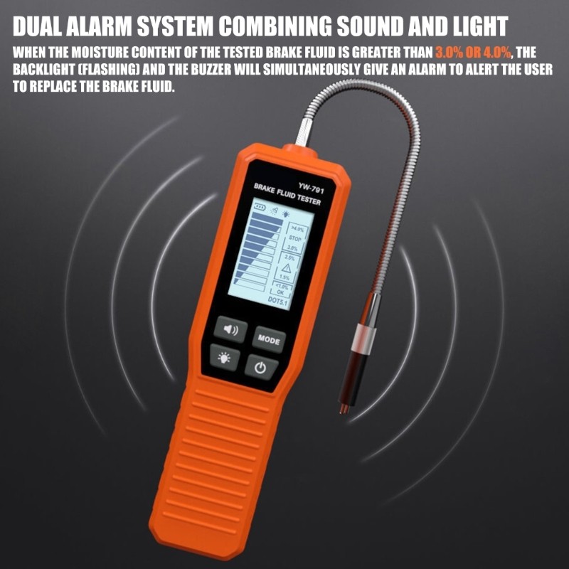 Digital Brake Fluid Tester with Backlight LCD Screen for DOT3 DOT4 DOT5.1