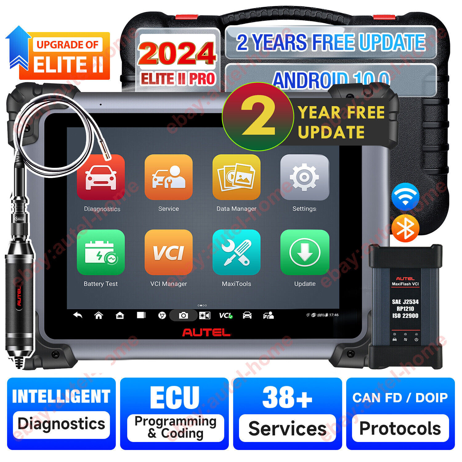 Autel Maxisys Elite II Pro Scanner 2024 2-Year Free Update Level Up of Elite 2