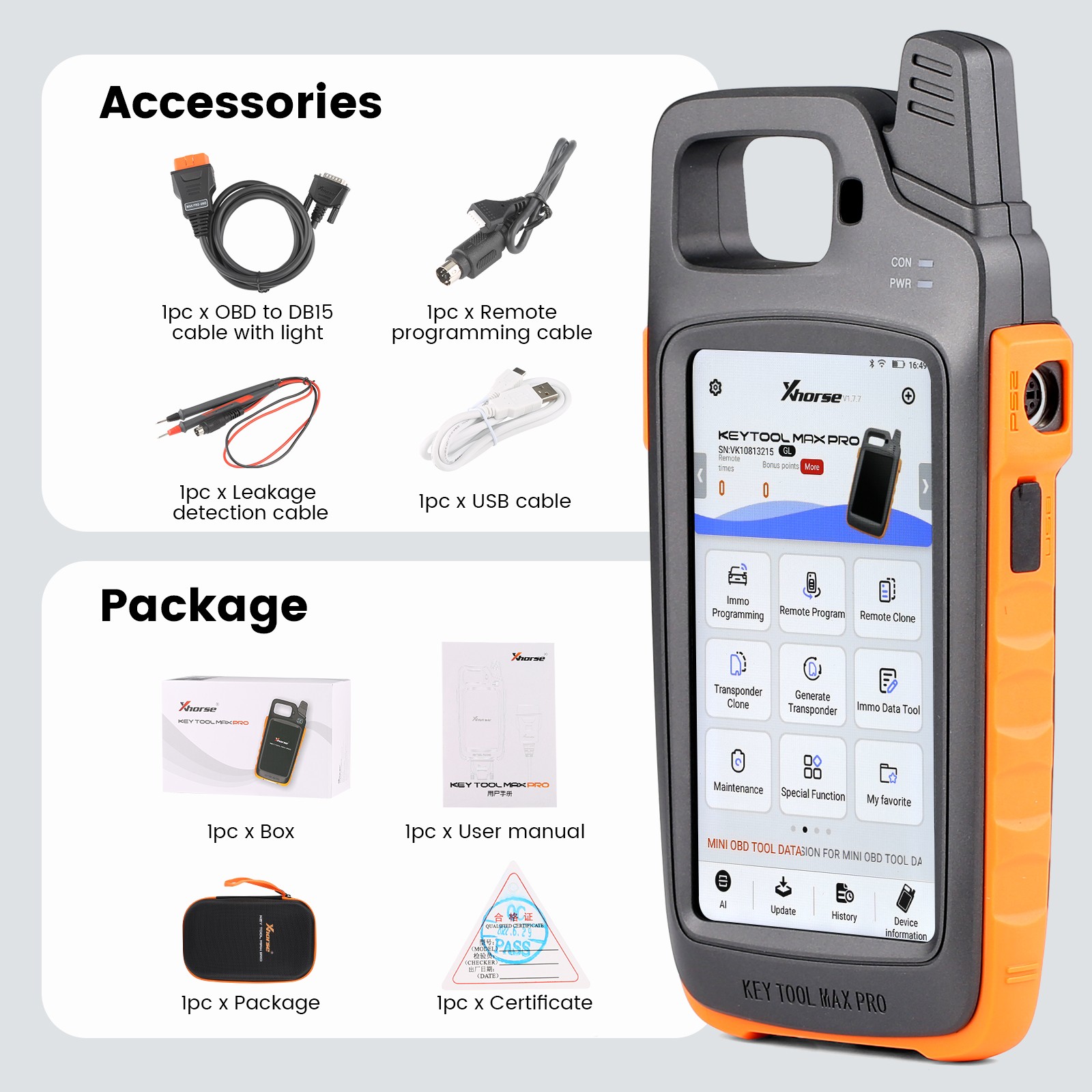 Xhorse VVDI Key Tool Max PRO IMMO Remote Progarmmer & Xhorse 10x VVDI Super Chip