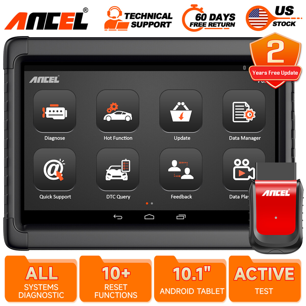 ANCEL X6 Bluetooth OBD2 Scanner Bi-directional Diagnostic Scan Tool All Systems