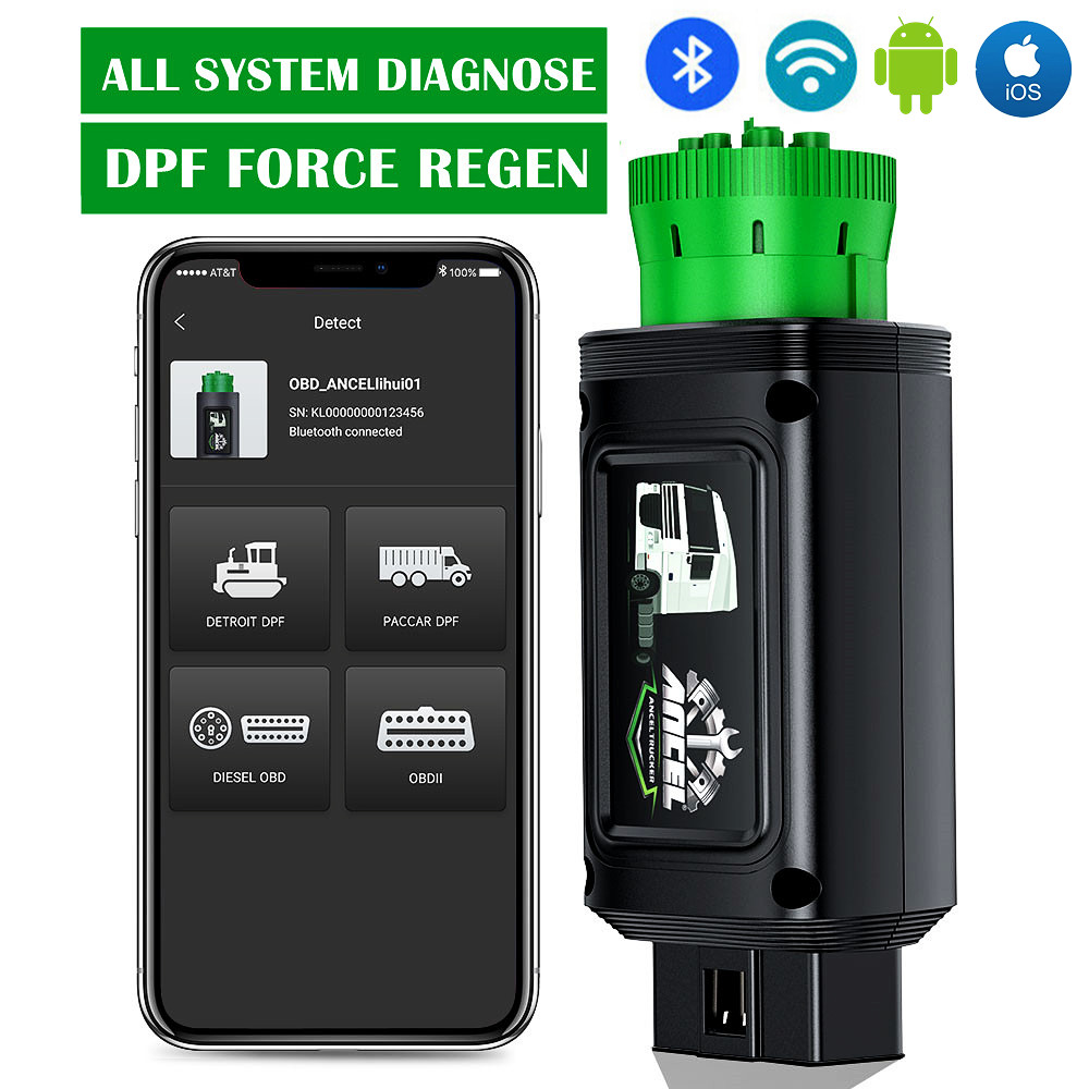 Ancel HD110 Diesel HD OBD Truck Scanner OBD2 DPF Regen for Detroit Paccar Engine