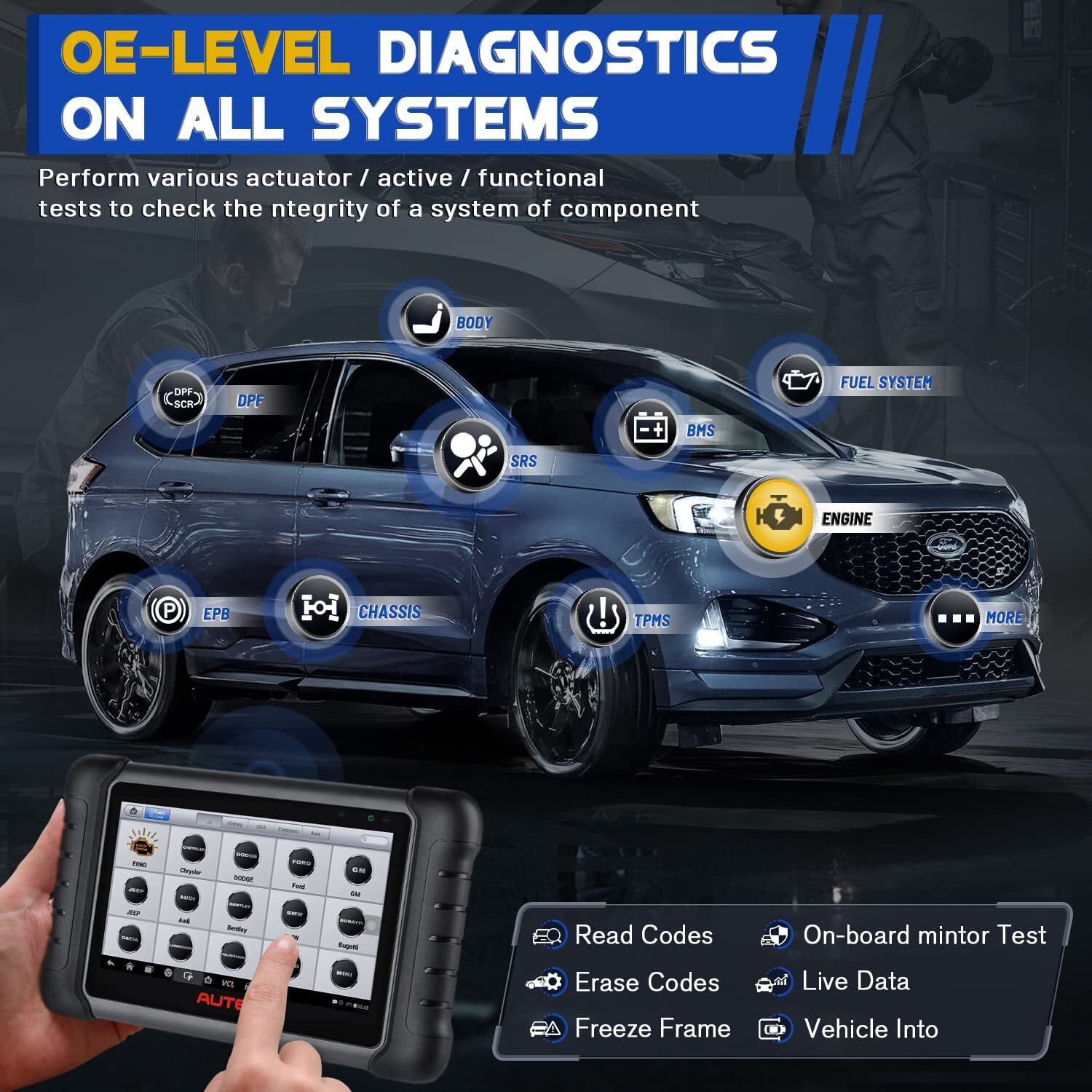2024 Version AUTEL MaxiPRO MP808S DS808 Car OBD2 Diagnostic Scanner Tool Coding