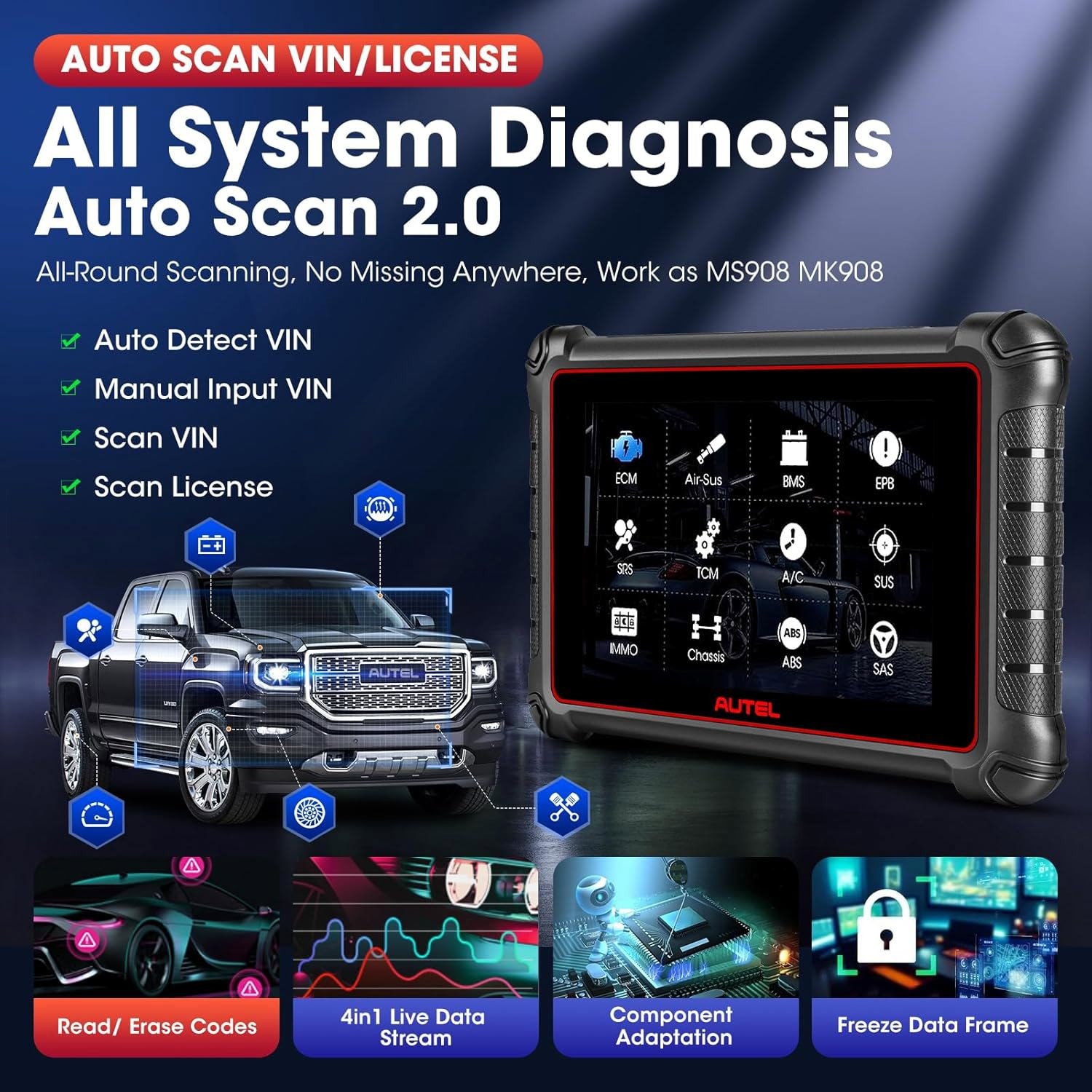 Autel MaxiPRO MP900 Scanner ECU Coding CAN FD DOIP Up of MK900BT as MS906 PRO